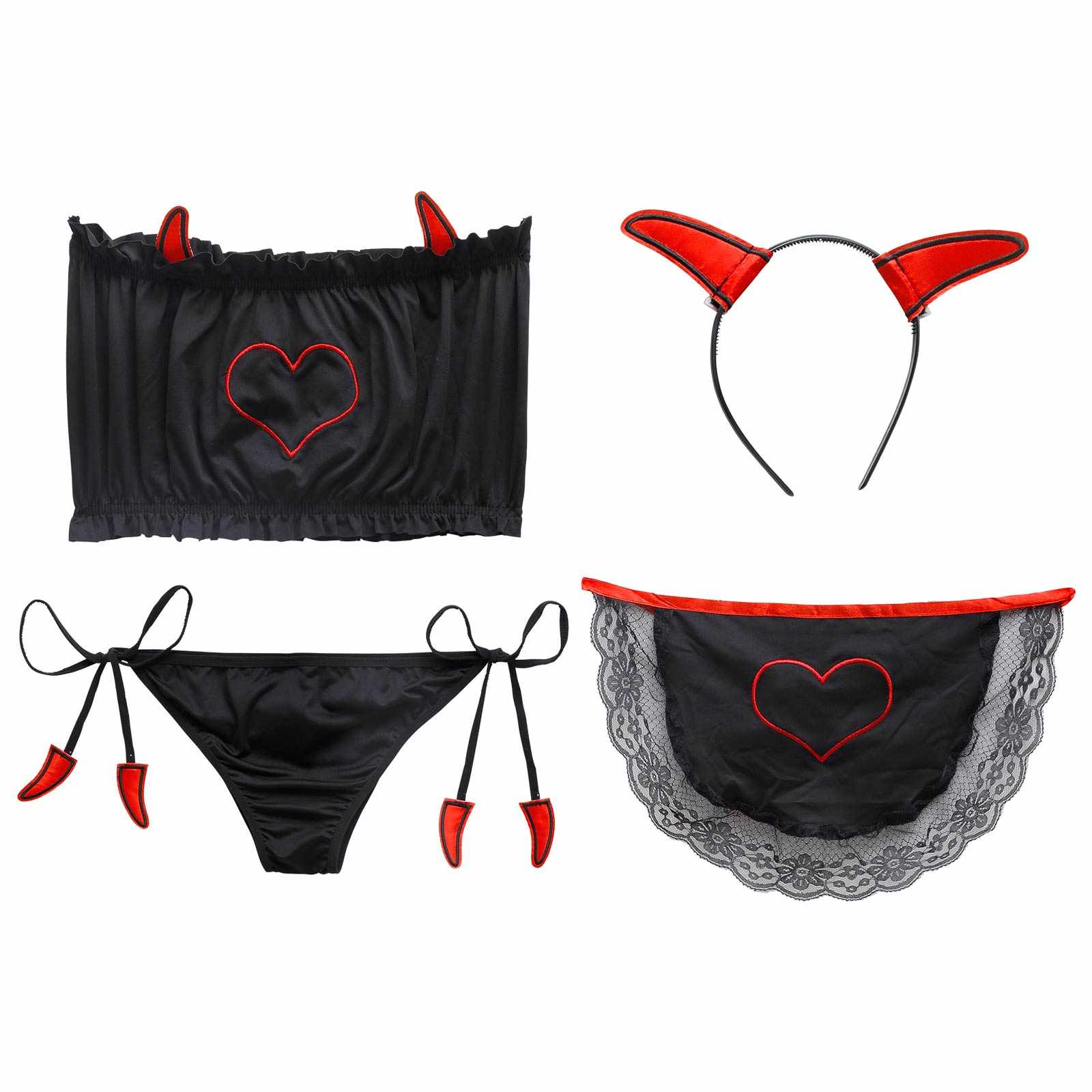 [4点セット]ラブリー小悪魔コスプレランジェリー
