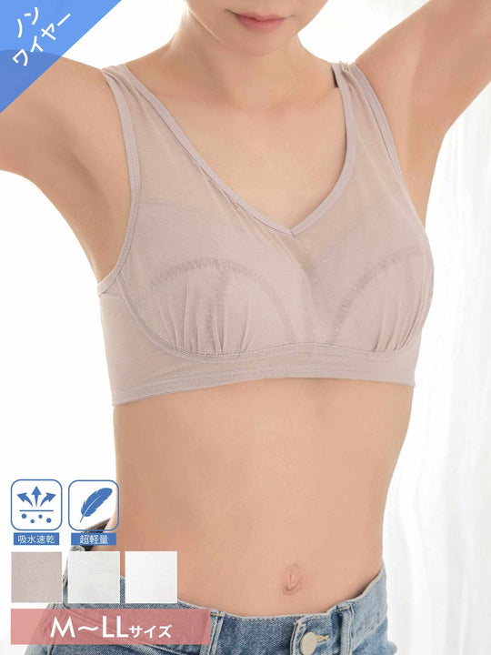 3/11新作!【ノンワイヤー】シアードット速乾ハーフトップ単品