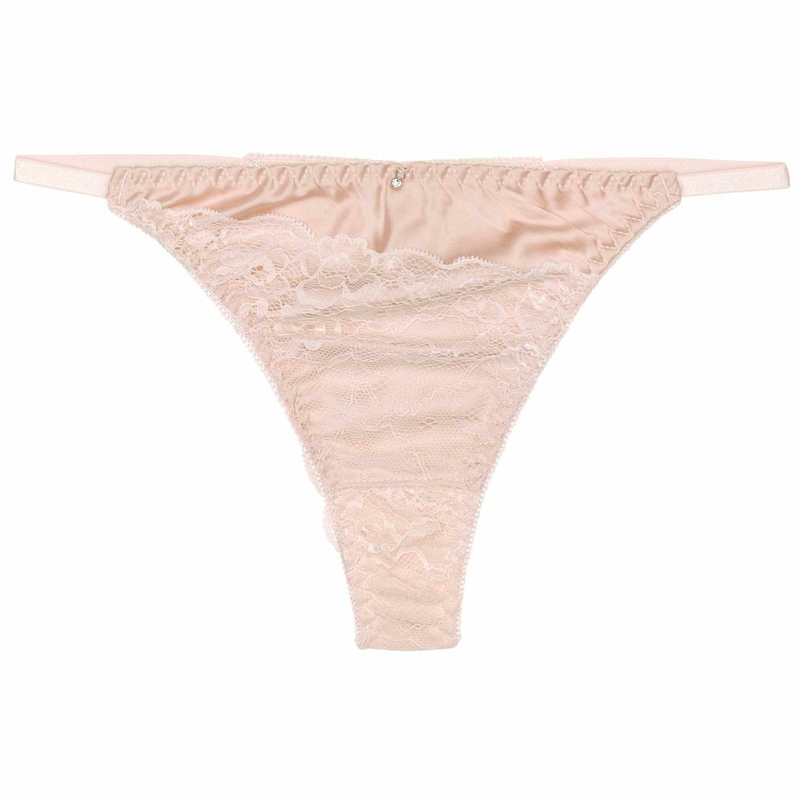 レースサテンストリングバック透けTバックショーツ単品