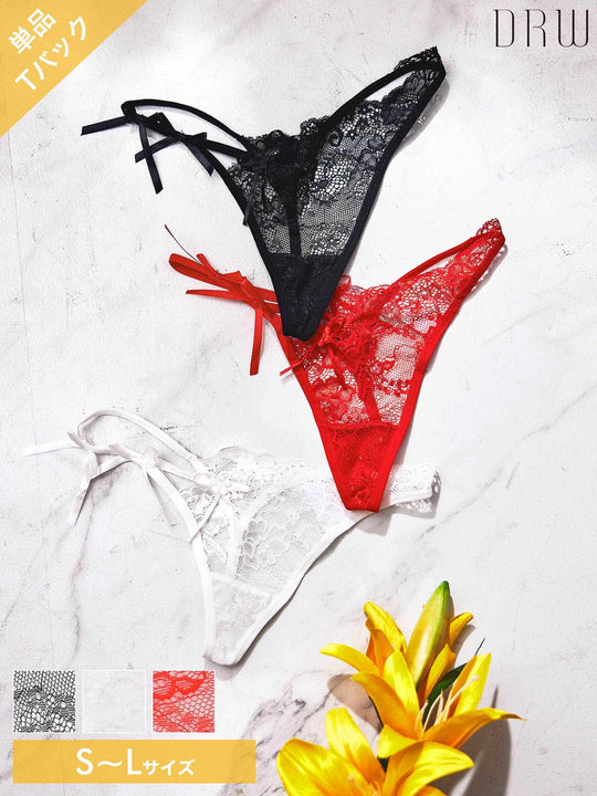 12/13再販!アシメリボンレーシィTバックショーツ単品