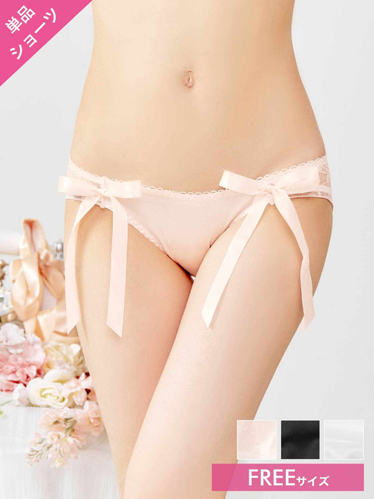 ロマンティックリボンレースバック透けフルバックショーツ単品