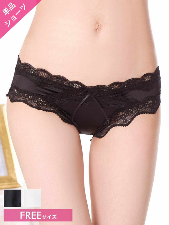 シアースカラップレースバック透けフルバックショーツ単品