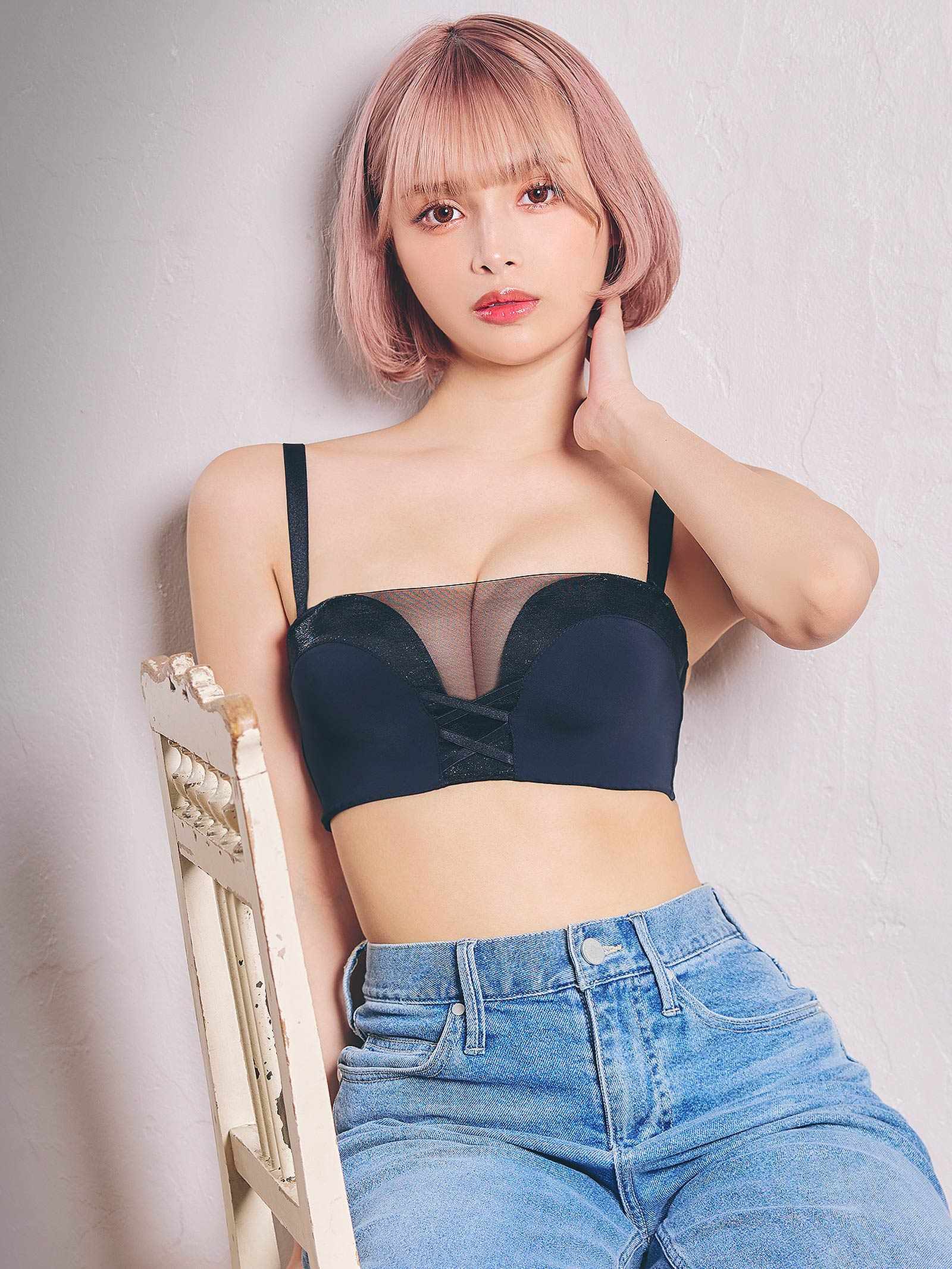 9/29新作!【ノンワイヤー】シースルーレースアップチューブブラジャー単品