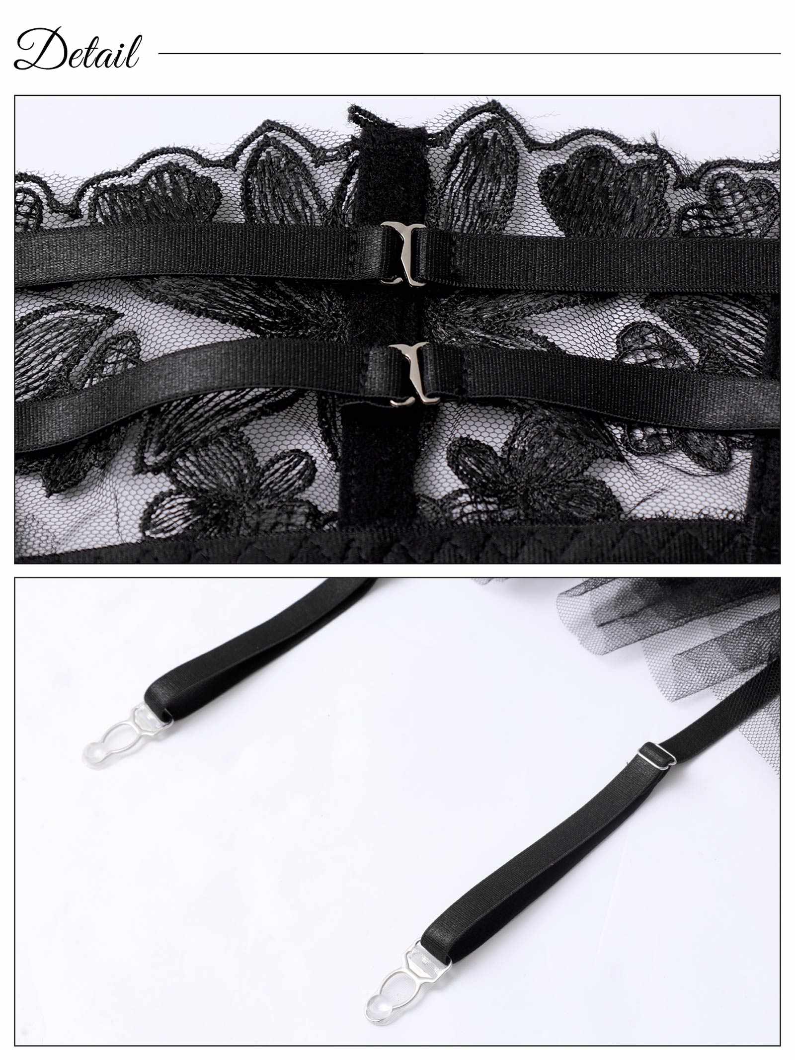 【3点セット】ノーブルシアーブルームブラジャー&Tバックショーツ&ガーターベルト
