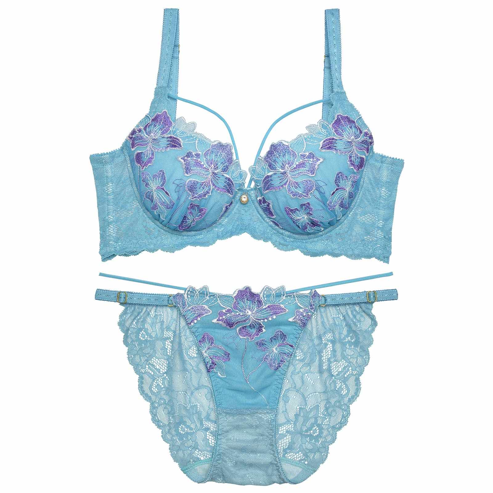 11/28再販!【Reinest】グロリアスマリンフラワー育乳脇高★魔法のブラジャー&バック透けフルバックショーツ