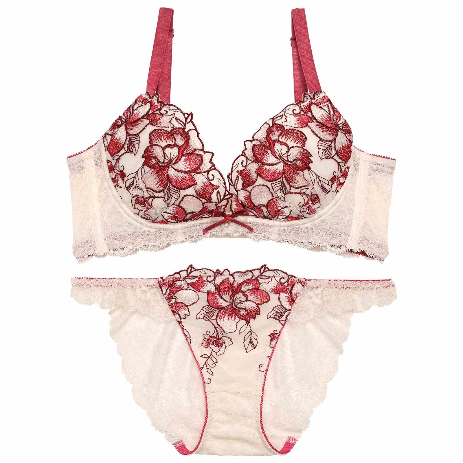 【永尾まりや着用】【Reinest】ブルームレーシィマテリアル育乳脇高★魔法のブラジャー&バック透けフルバックショーツ