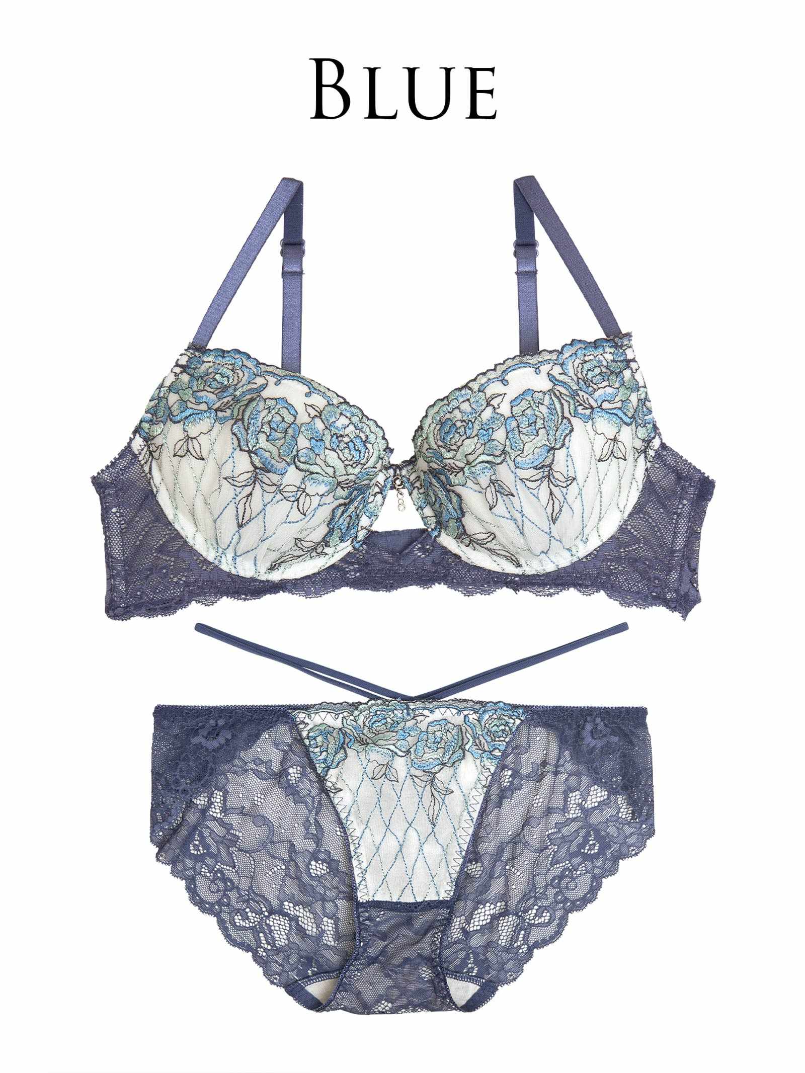 【永尾まりや着用】【Reinest】ミスティックローズブロッサムブラジャー&バック透けフルバックショーツ