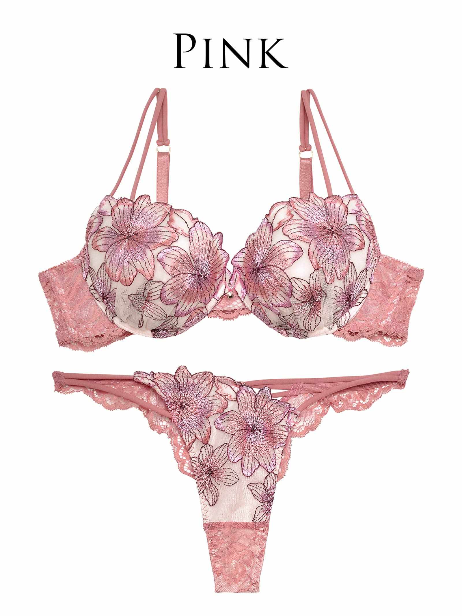 【Reinest】スイートシアーリリーブラジャー&バック透けTバックショーツ