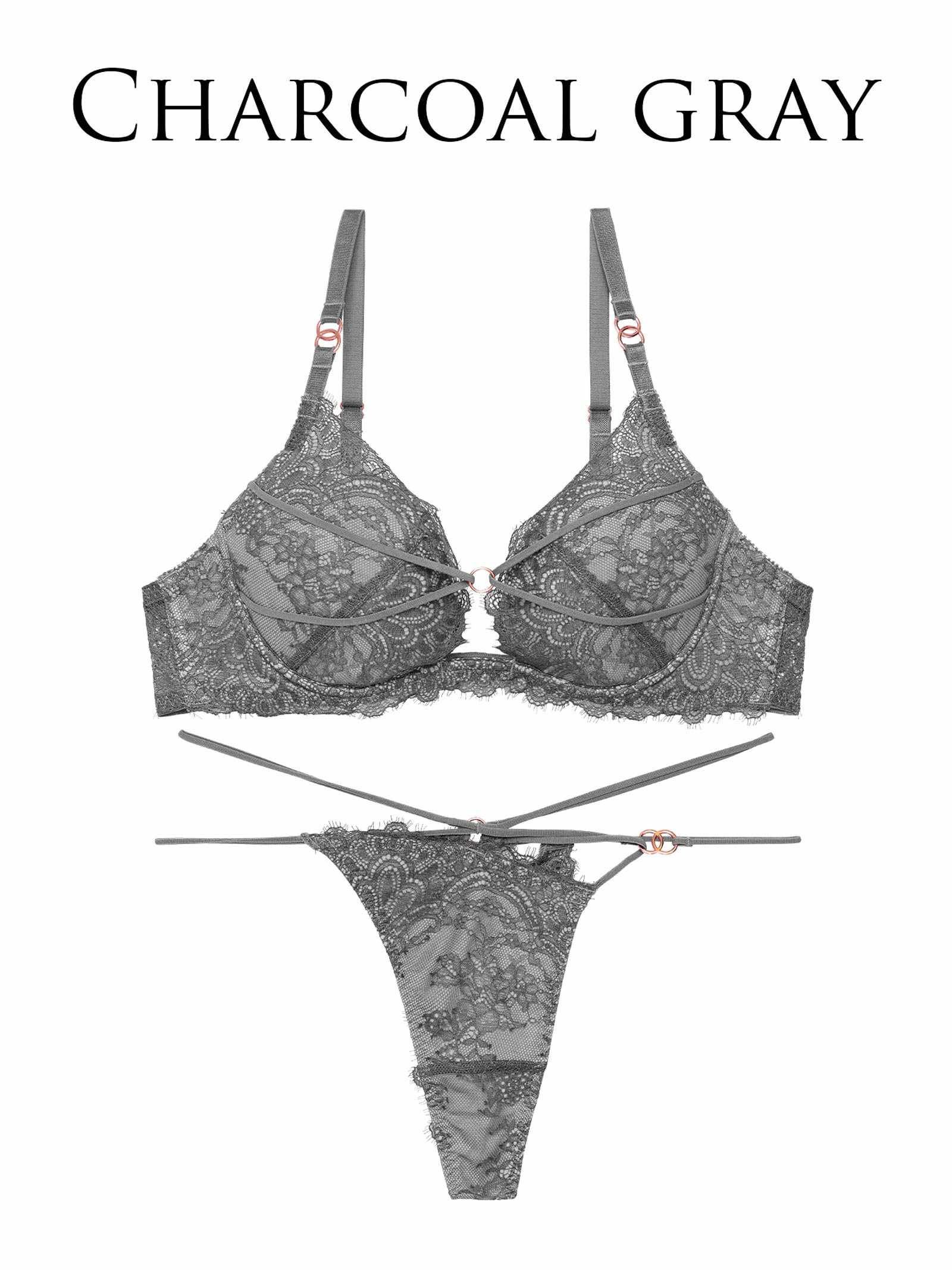 2/10新作!【Reinest】シックレーシィコードリングブラジャー&バック透けTバックショーツ