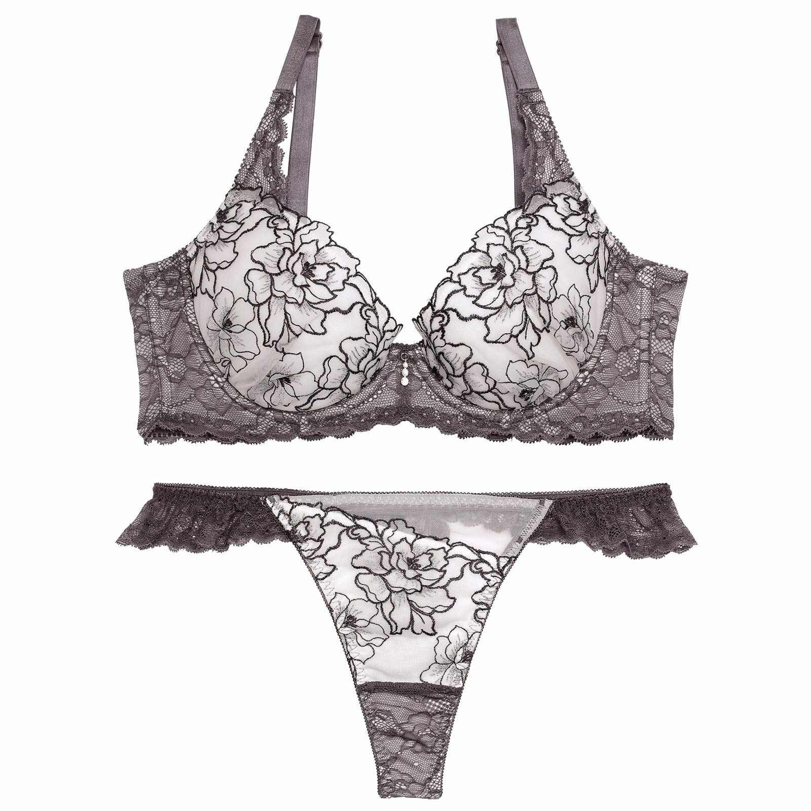 【永尾まりや着用】【Reinest】シアーブリリアントピオニー育乳脇高★魔法のブラジャー&バック透けTバックショーツ