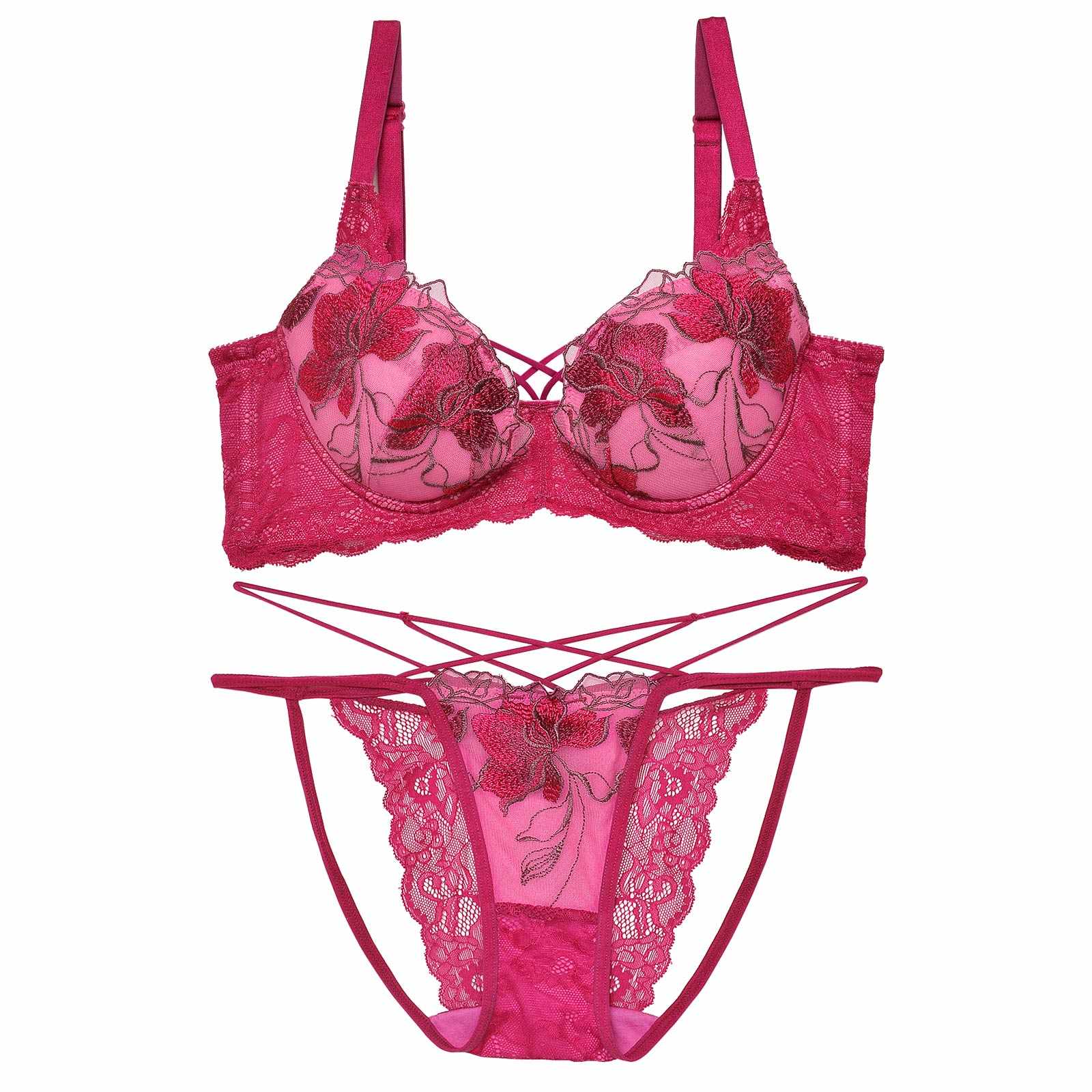 10/9再販!【Reinest】ブロッサムカットストリング育乳脇高★魔法のブラジャー&バック透けフルバックショーツ