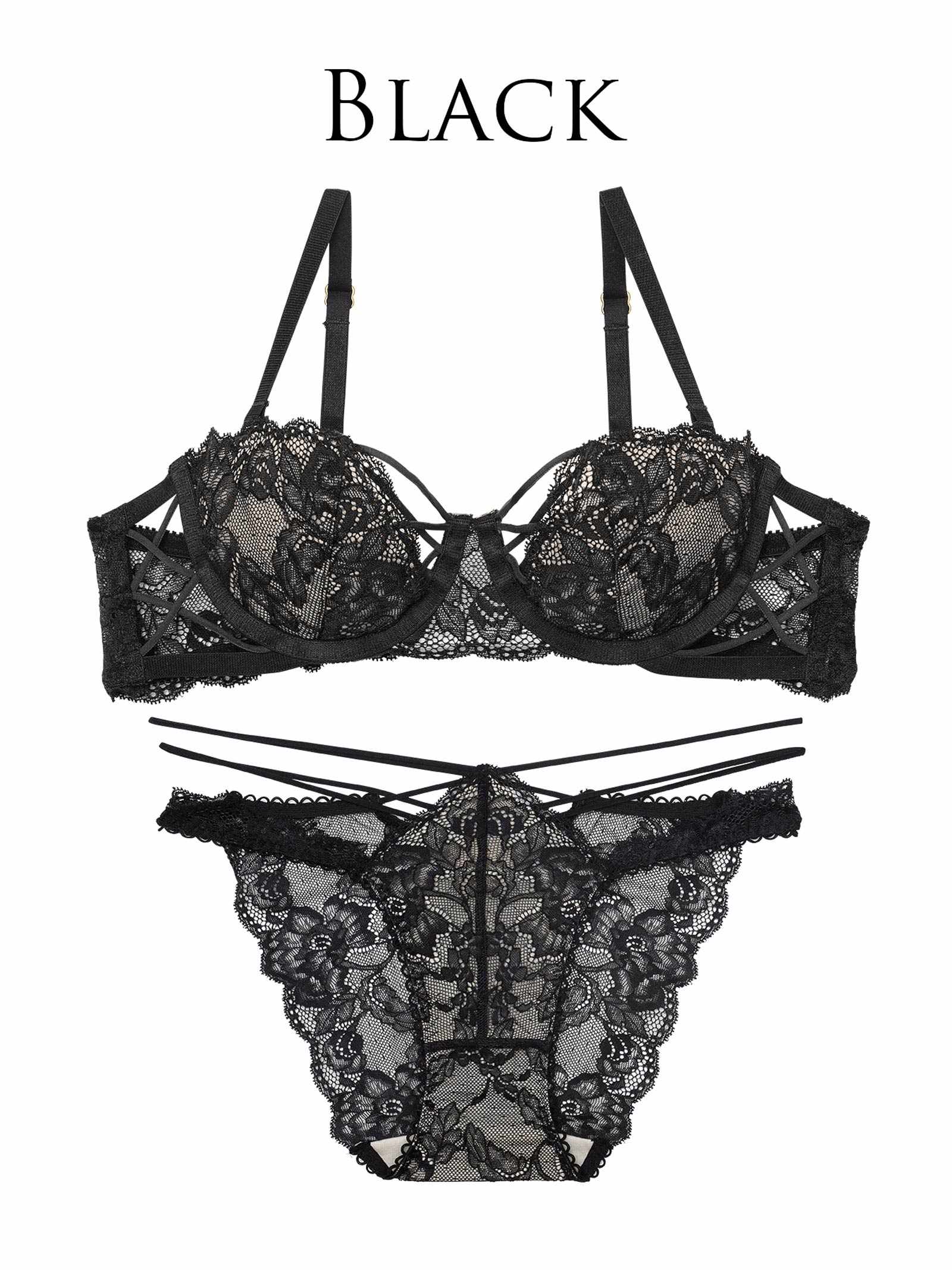 10/15新作!【Reinest】ラビリンスコードレースブラジャー&バック透けフルバックショーツ