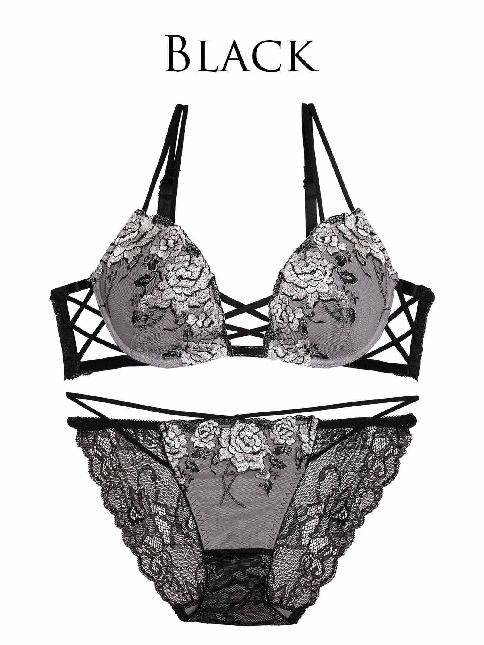 11/3新作!【Reinest】リュクスピオニークロスブラジャー&バック透けフルバックショーツ