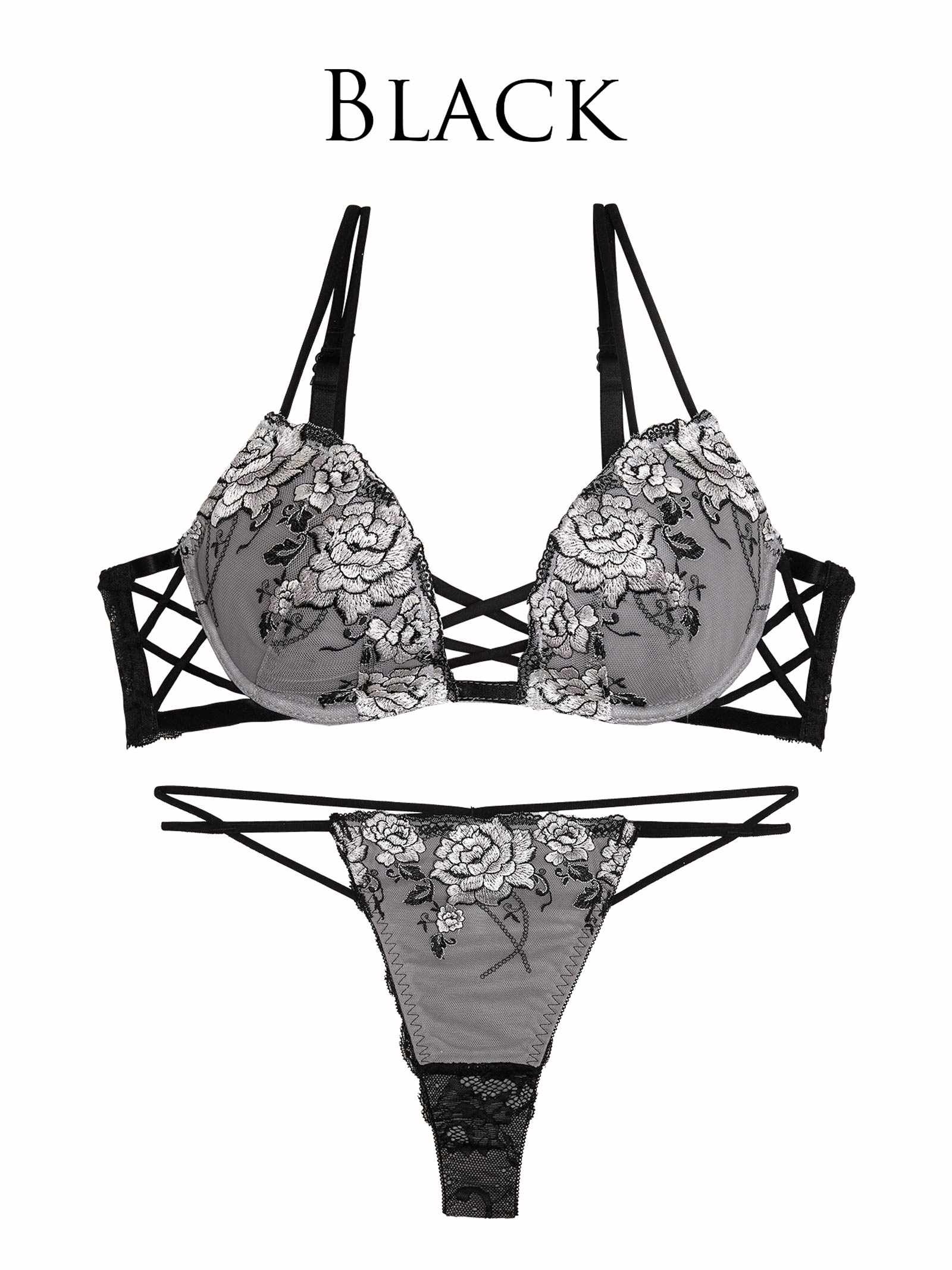 11/3新作!【Reinest】リュクスピオニークロスブラジャー&バック透けTバックショーツ