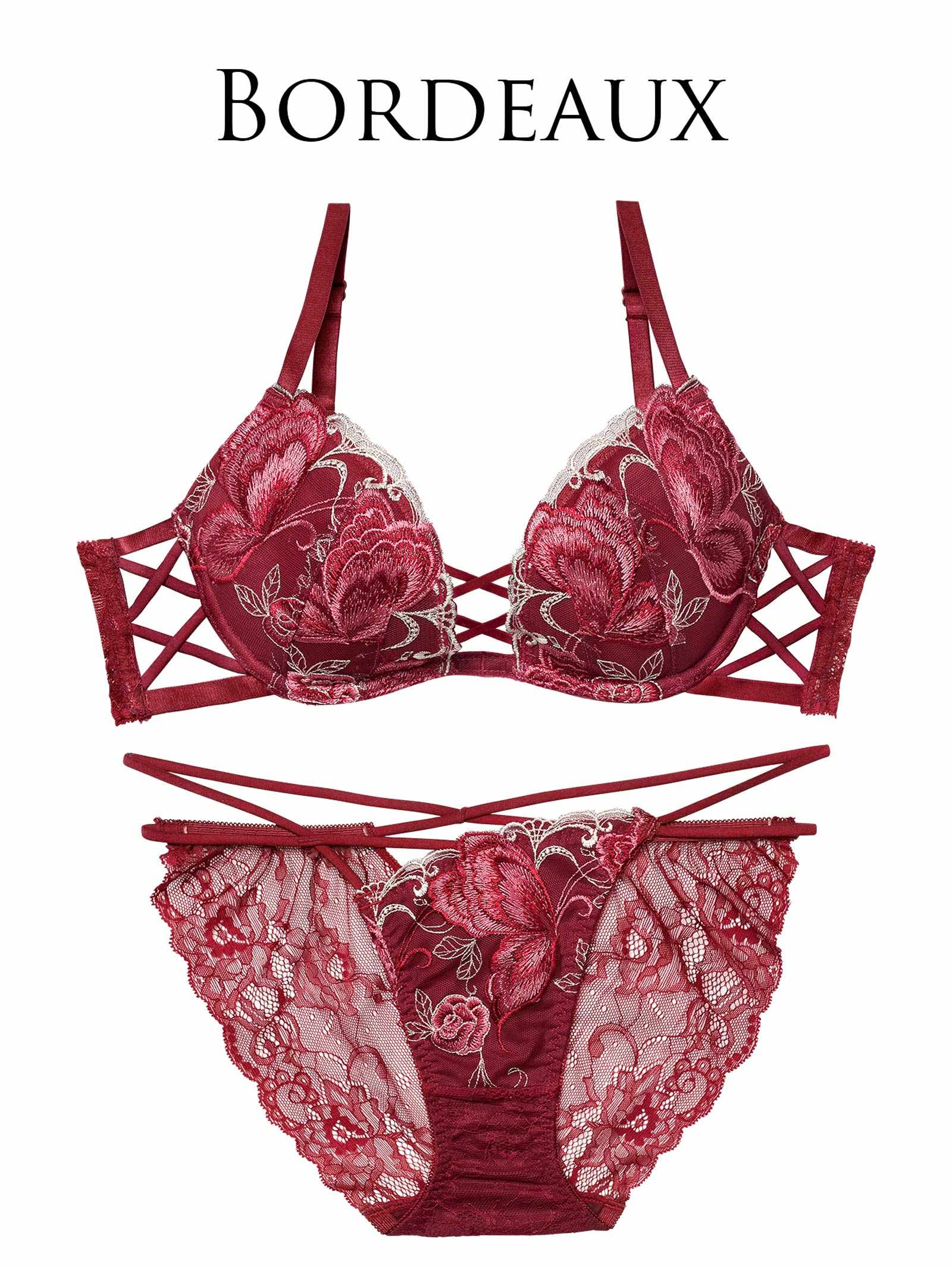 12/12新作!【Reinest】バタフリークロスアップブラジャー＆バック透けフルバックショーツ