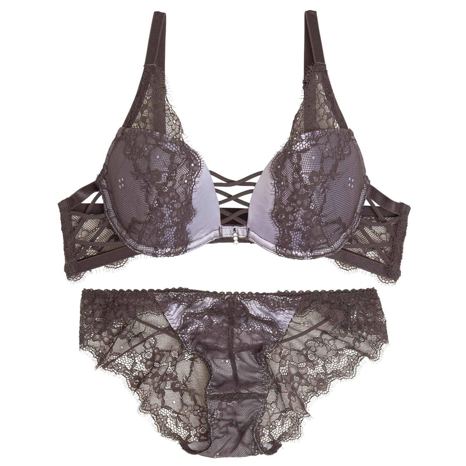 1/29再販!【Reinest】スモーキーレースコードブラジャー&バック透けフルバックショーツ