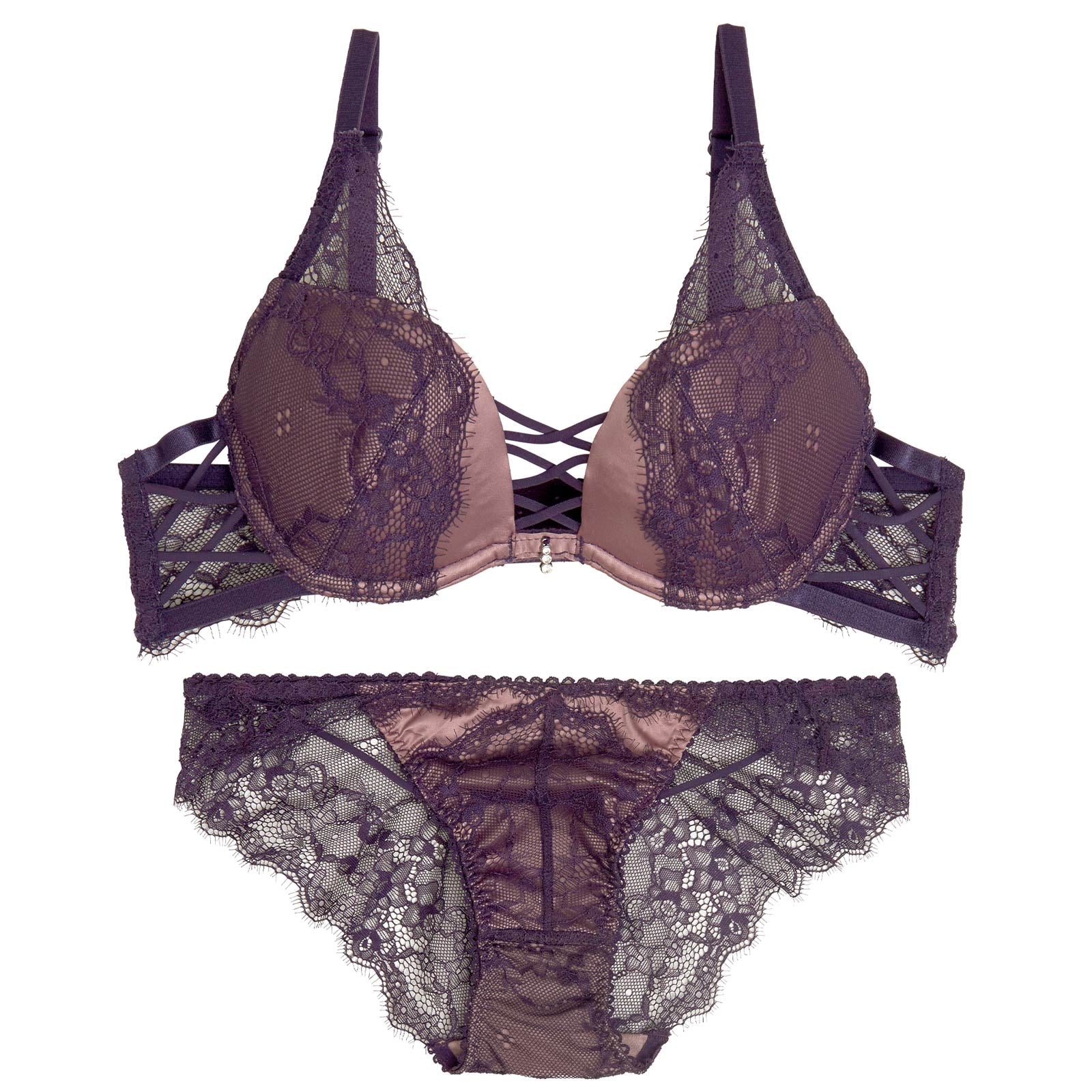 1/29再販!【Reinest】スモーキーレースコードブラジャー&バック透けフルバックショーツ