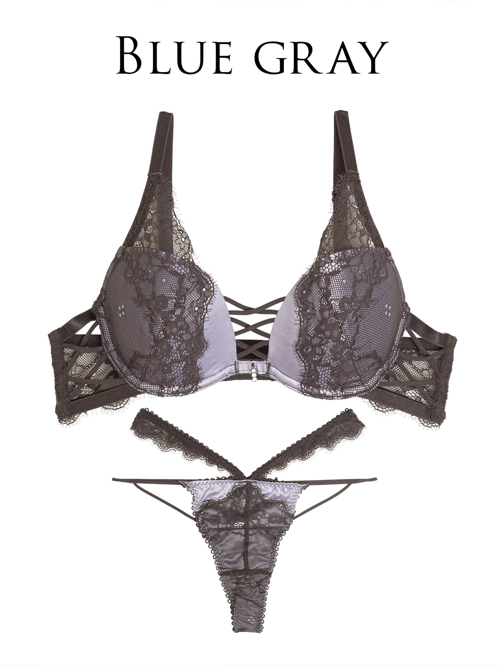 6/18新作!!【永尾まりや着用】【Reinest】スモーキーレースコードブラジャー&バック透けTバックショーツ