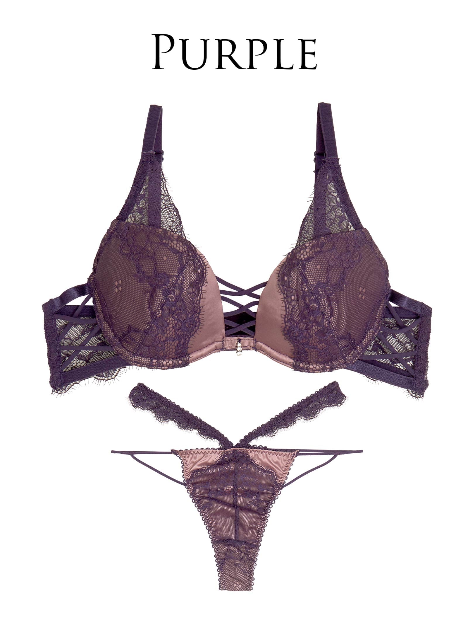 6/18新作!!【永尾まりや着用】【Reinest】スモーキーレースコードブラジャー&バック透けTバックショーツ