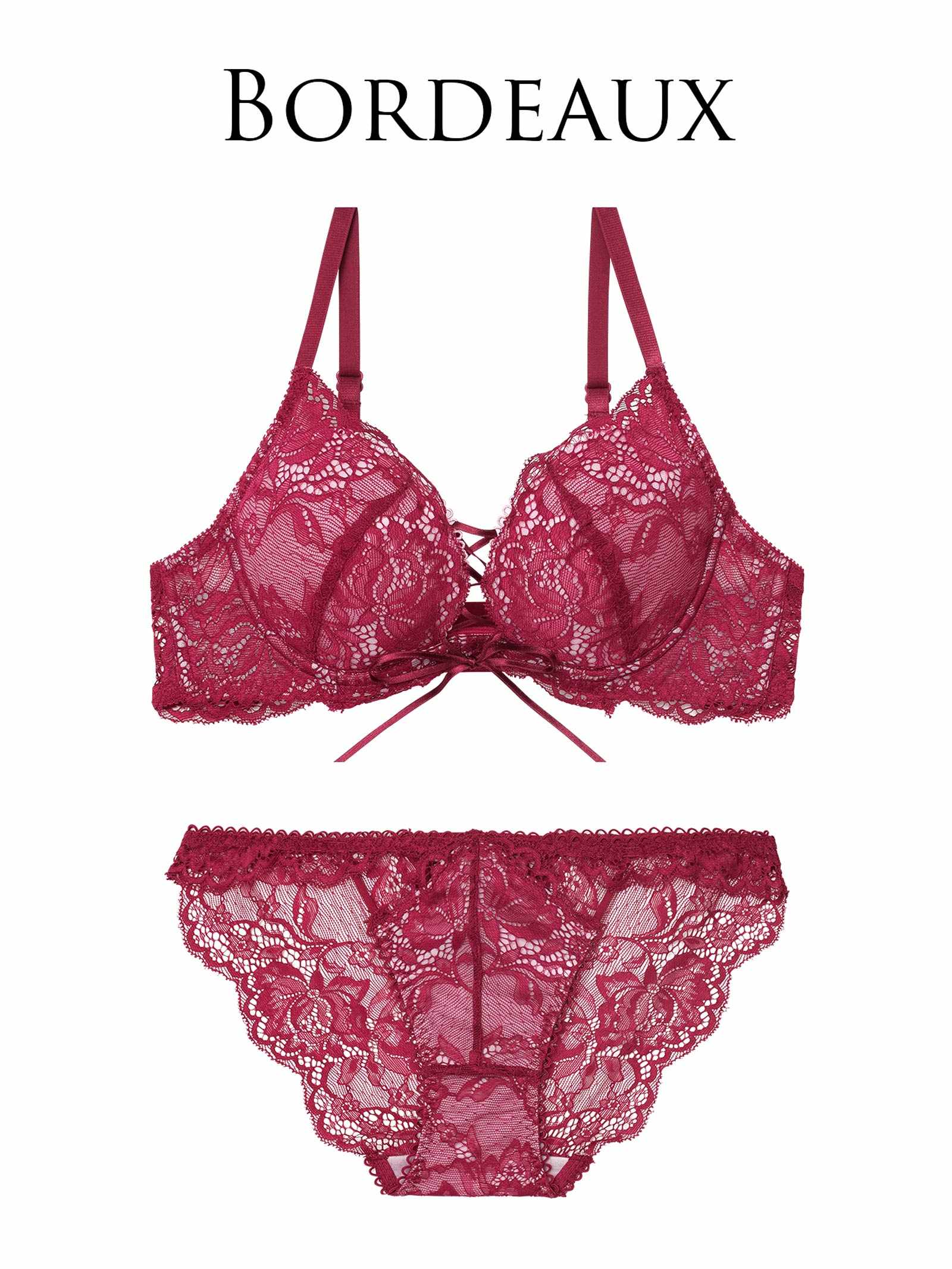 11/22再販!【Reinest】リュクスカットレースアップブラジャー&バック透けフルバックショーツ