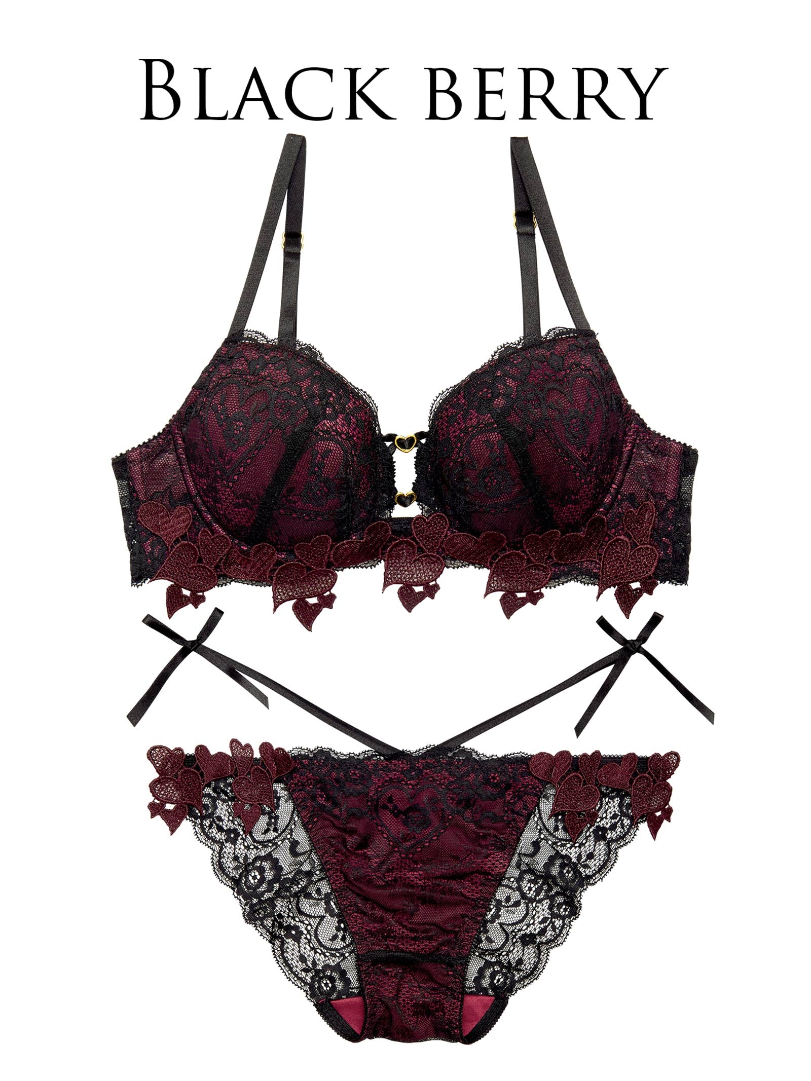 1/27新作!【Reinest】クイーンベリーハートブラジャー&バック透けフルバックショーツ