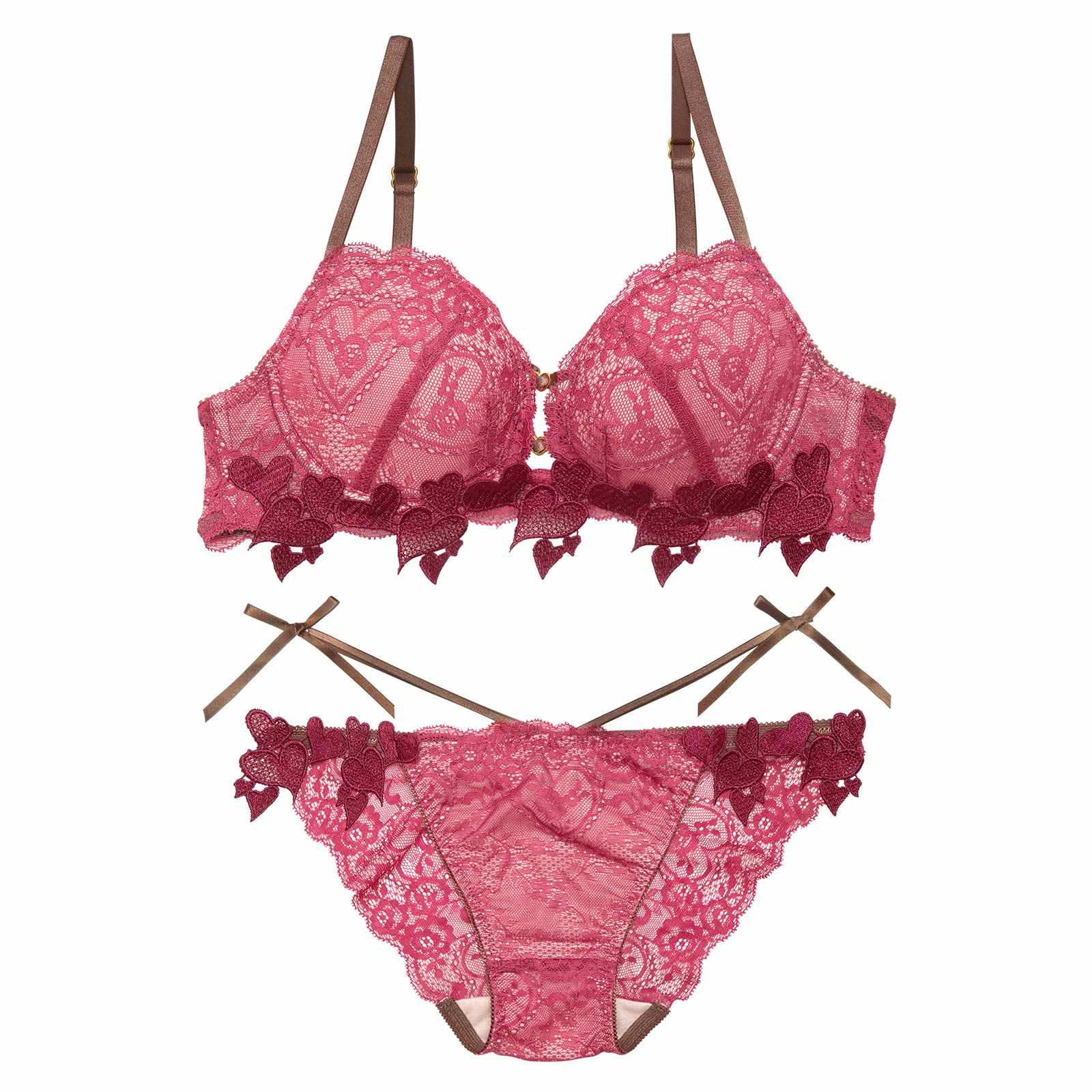 12/20再販!【Reinest】クイーンベリーハートブラジャー&バック透けフルバックショーツ