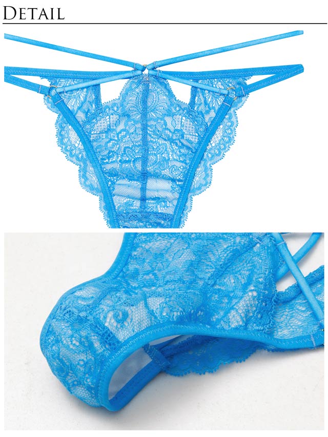 【Reinest】グラマラスホールレーシィブラジャー&バック透けTバックショーツ