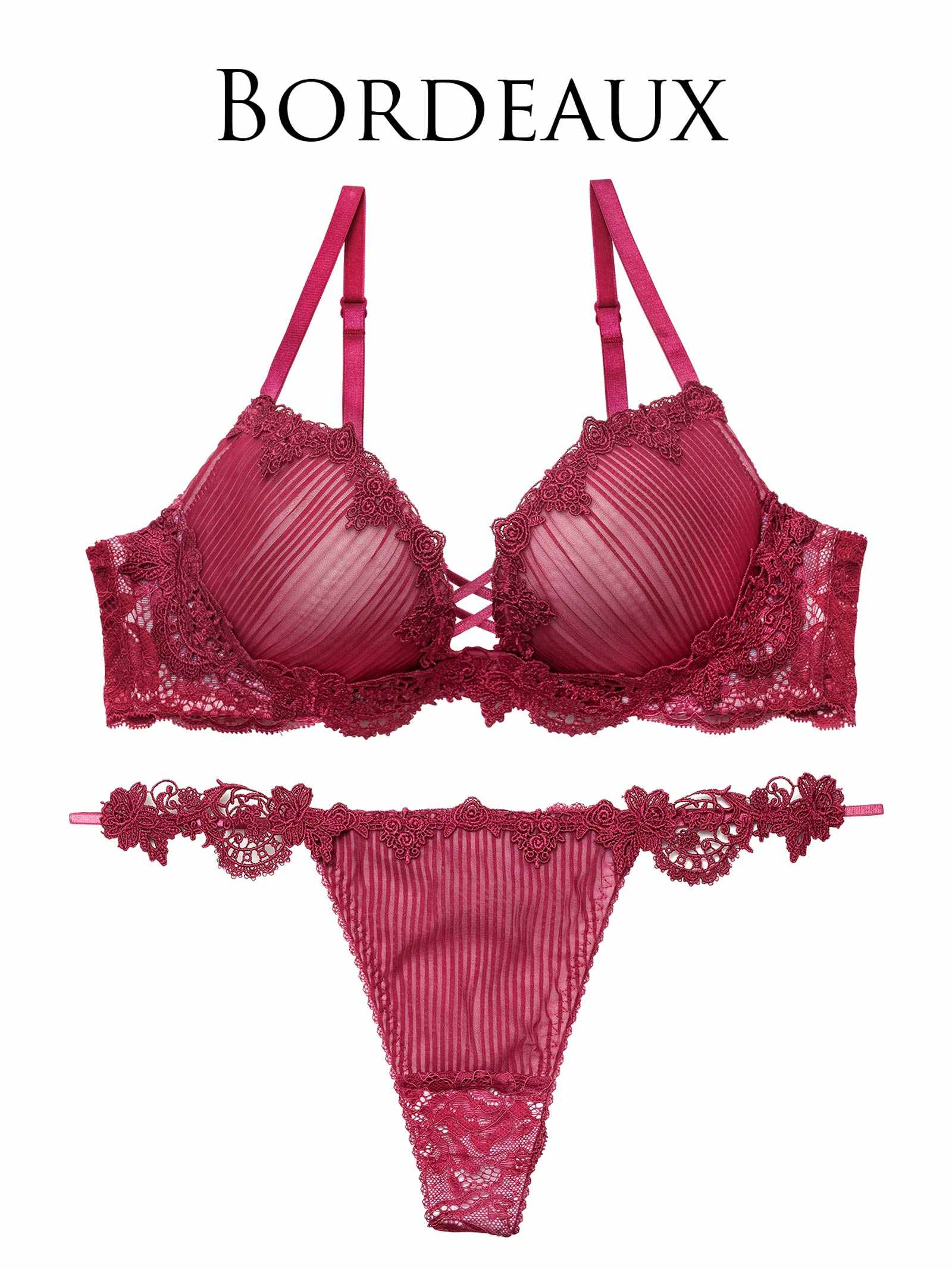 3/18新作!【Reinest】ドレッシーチュールプリーツブラジャー&バック透けTバックショーツ