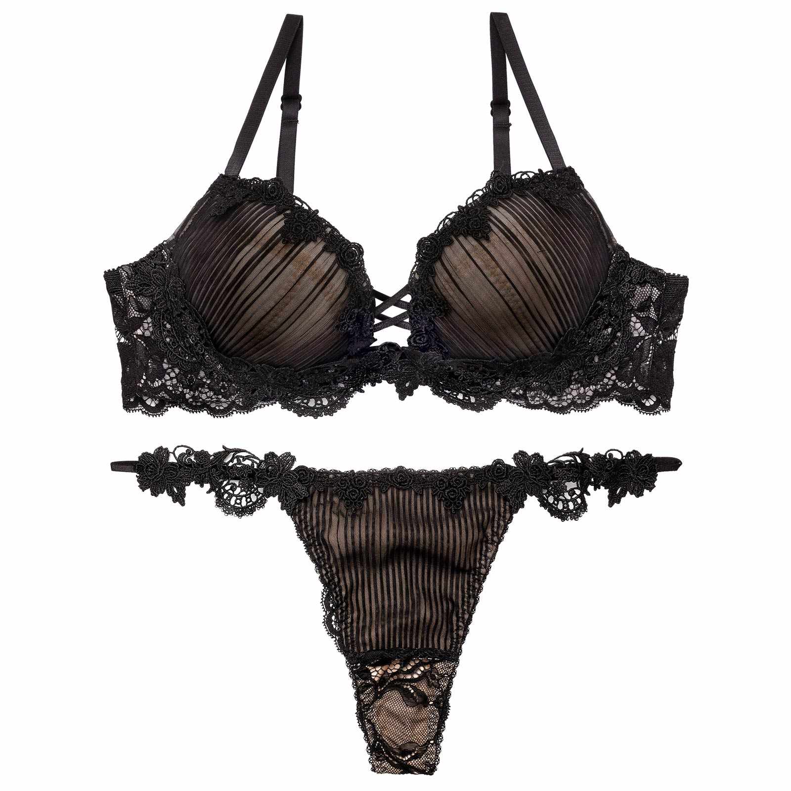 3/18新作!【Reinest】ドレッシーチュールプリーツブラジャー&バック透けTバックショーツ