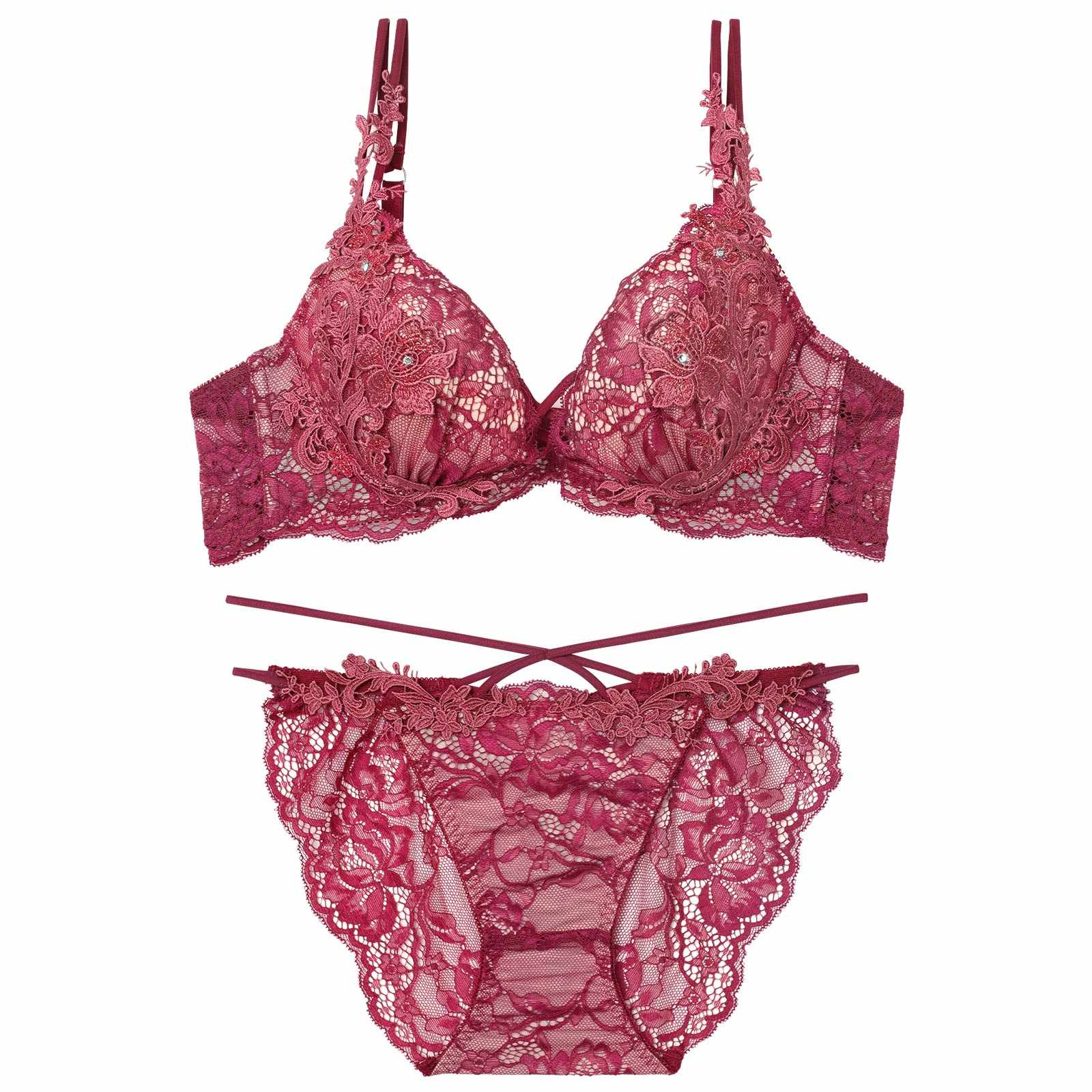 11/12新作!【Reinest】ロイヤルブルームレースブラジャー&バック透けフルバックショーツ