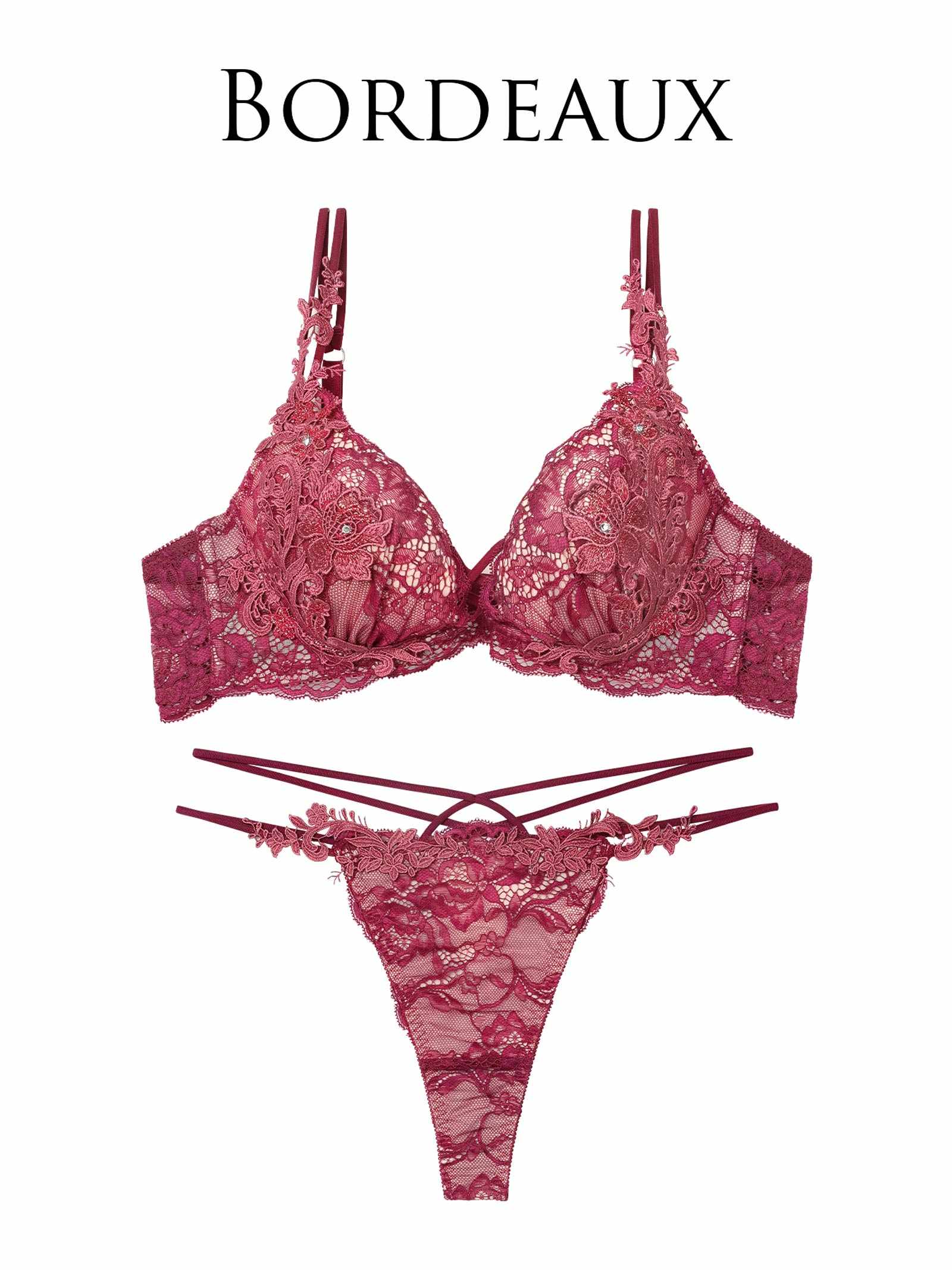 11/12新作!【Reinest】ロイヤルブルームレースブラジャー&バック透けTバックショーツ