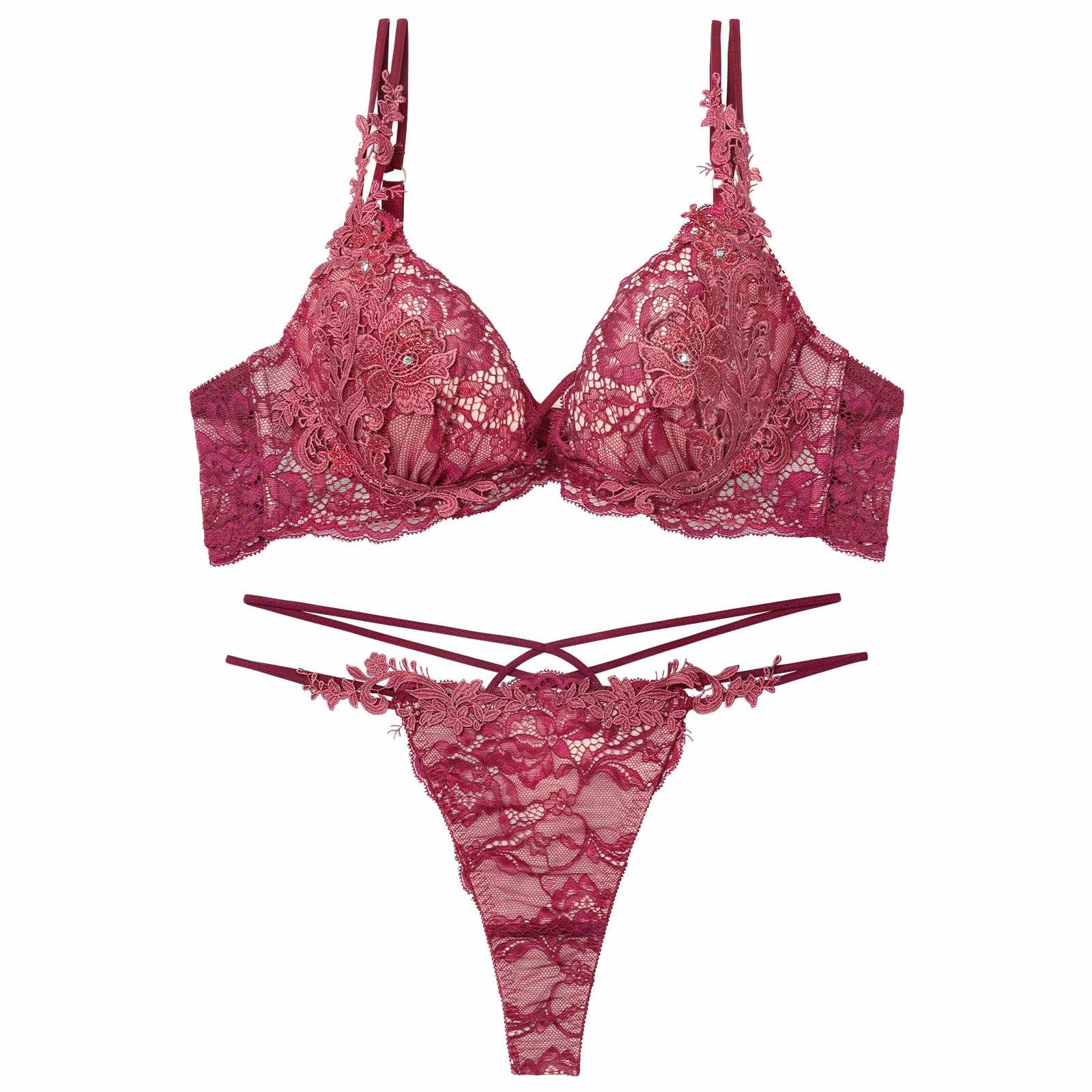 11/12新作!【Reinest】ロイヤルブルームレースブラジャー&バック透けTバックショーツ