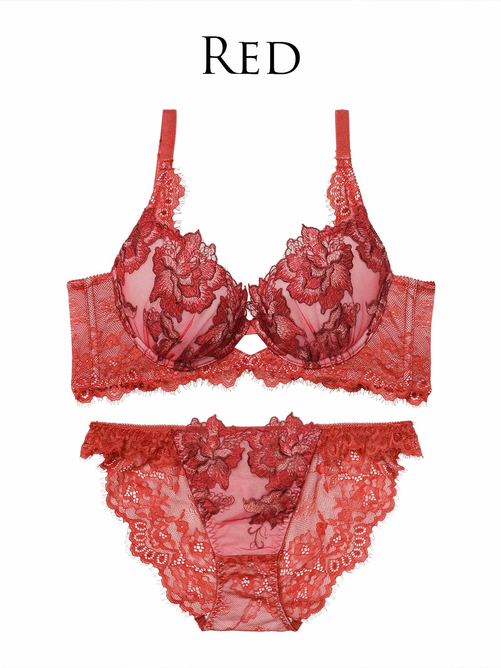 12/19新作!【Reinest】シャルムローズレース育乳脇高★魔法のブラジャー&バック透けフルバックショーツ