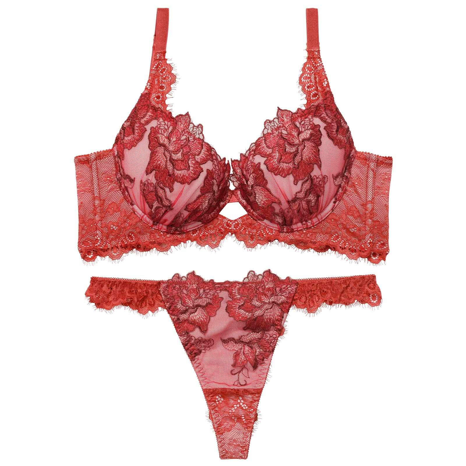 12/19新作!【Reinest】シャルムローズレース育乳脇高★魔法のブラジャー&バック透けTバックショーツ