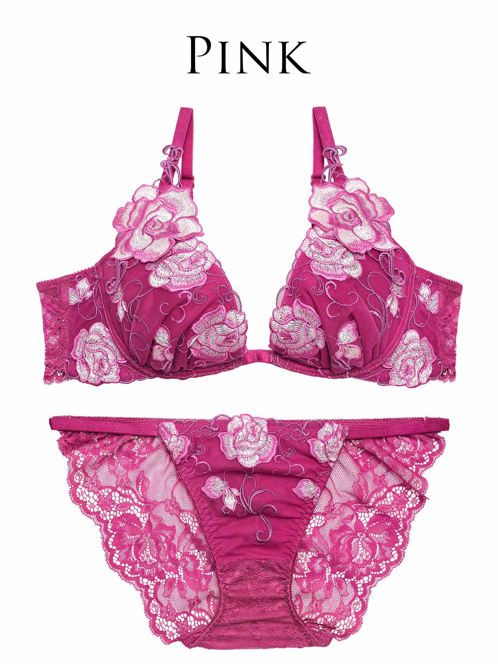 4/17新作!【Reinest】リュクスローズエンブロイダリーブラジャー&バック透けフルバックショーツ