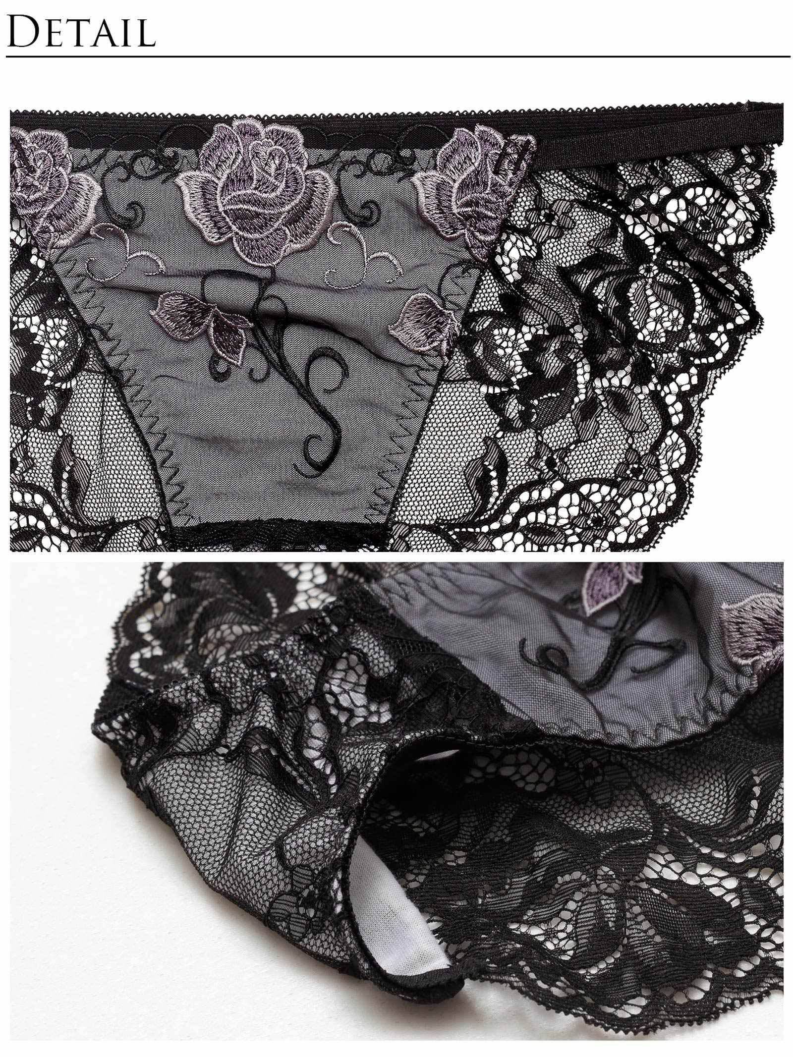 4/17新作!【Reinest】リュクスローズエンブロイダリーブラジャー&バック透けフルバックショーツ