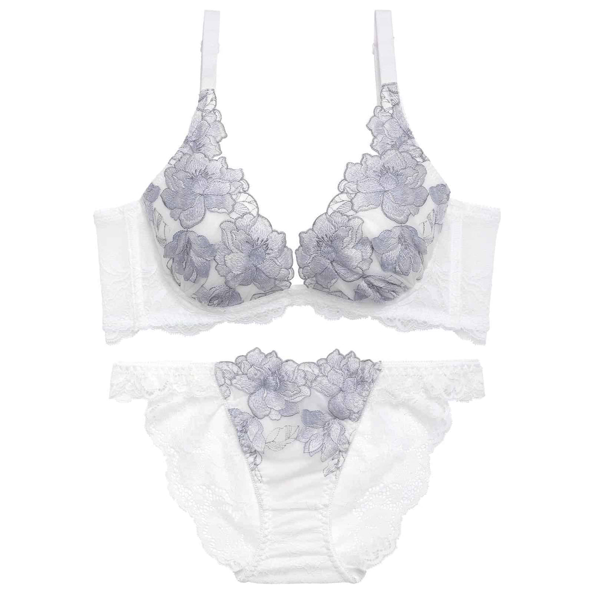 10/9新作!【Reinest】プレシャスブルームレース育乳脇高★魔法のブラジャー&バック透けフルバックショーツ
