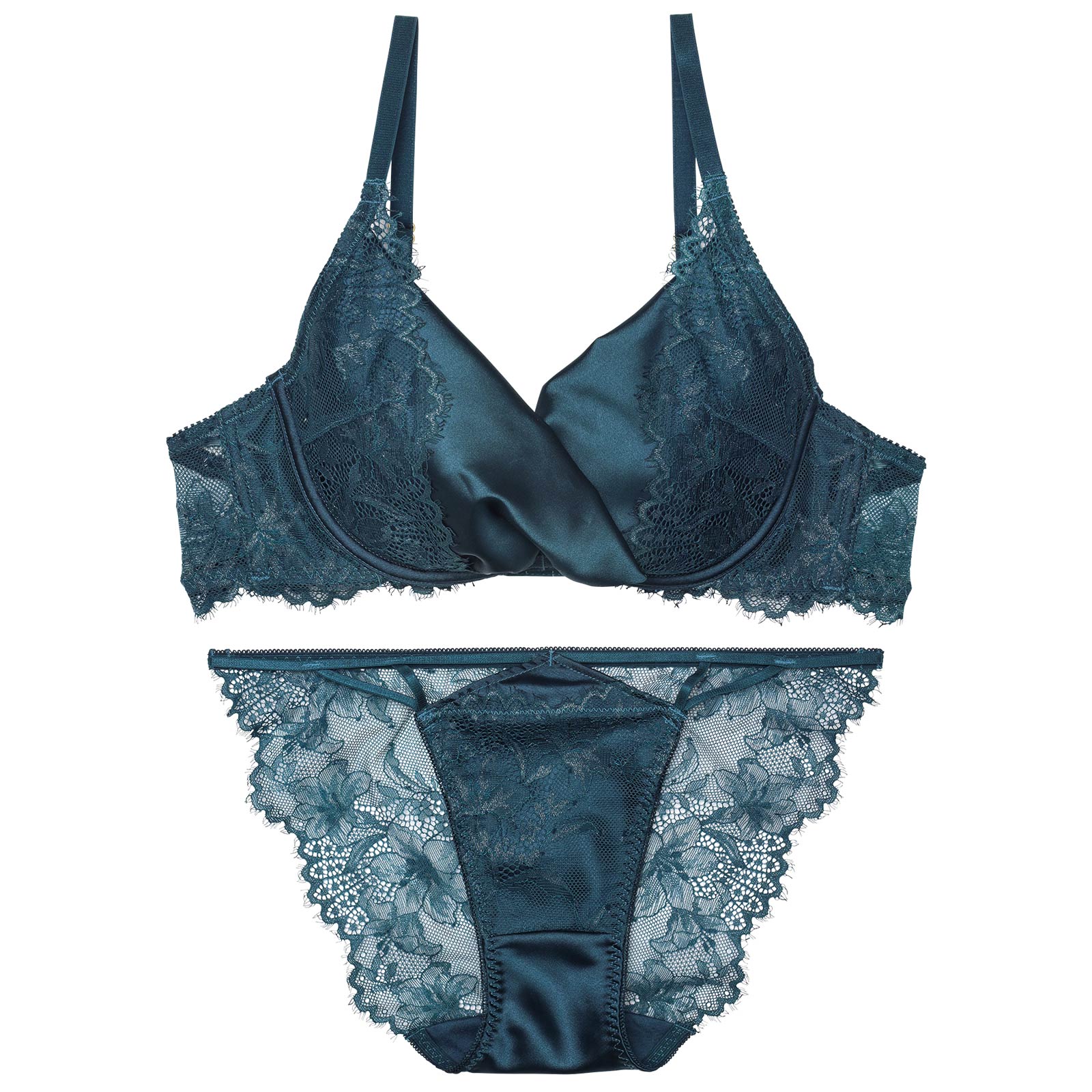 11/20再販!【Reinest】グロッシーリュクスサテンブラジャー&バック透けフルバックショーツ