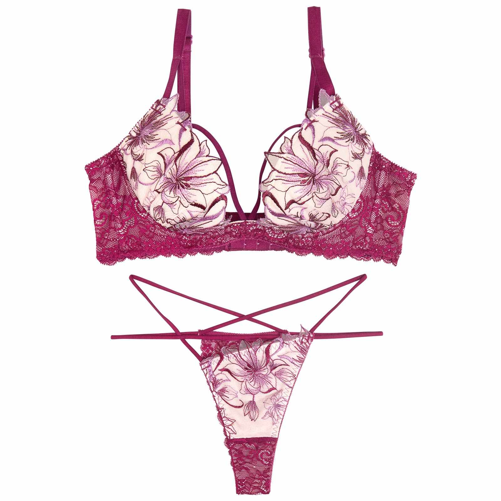 【永尾まりや着用】【Reinest】ミューズリリーカットレーシィ育乳脇高★魔法のブラジャー&バック透けTバックショーツ