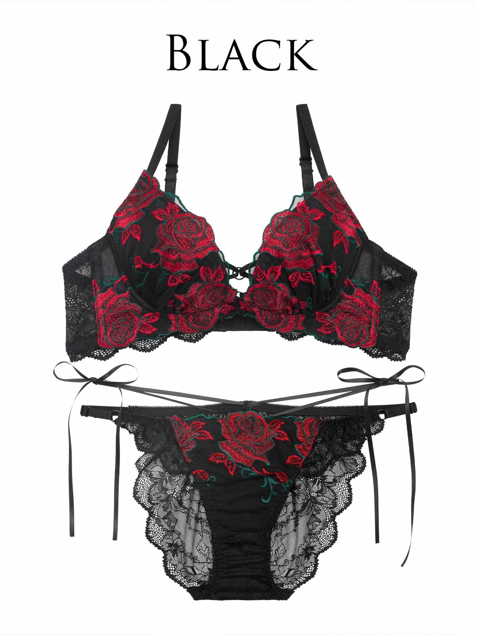 3/27新作!【Reinest】グラマラスビターローズブラジャー&バック透けフルバックショーツ