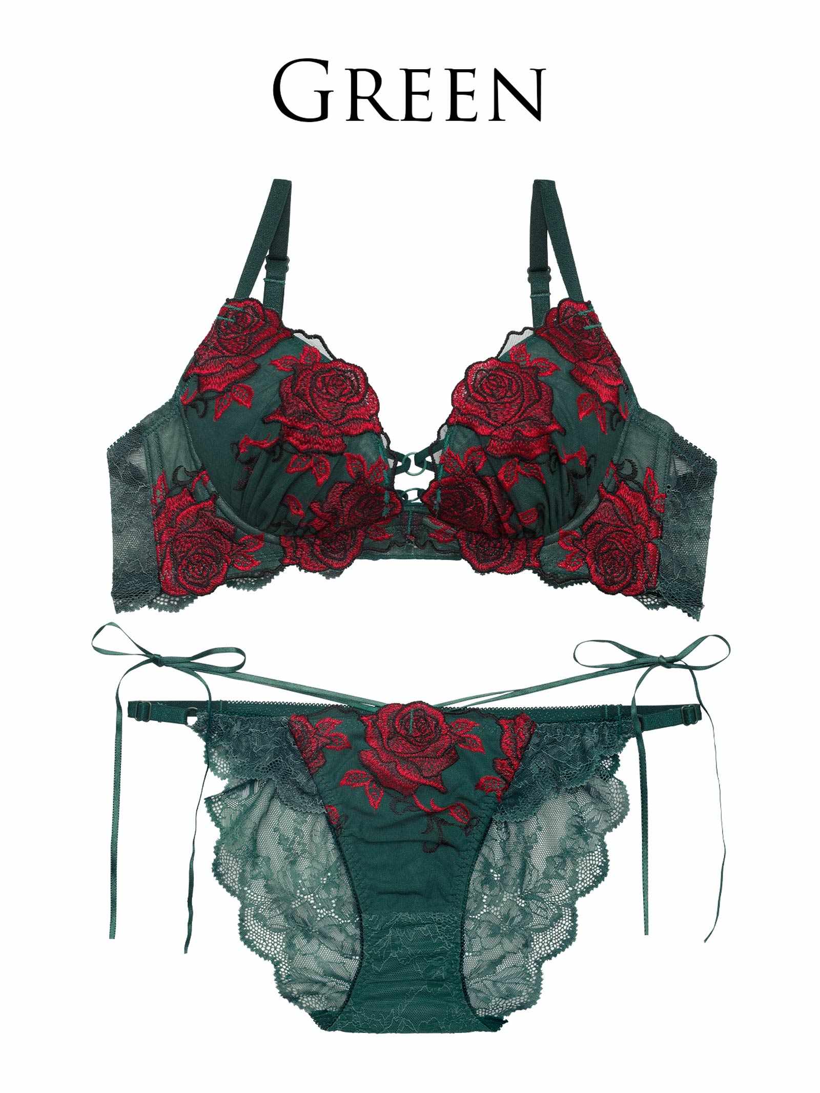 3/27新作!【Reinest】グラマラスビターローズブラジャー&バック透けフルバックショーツ