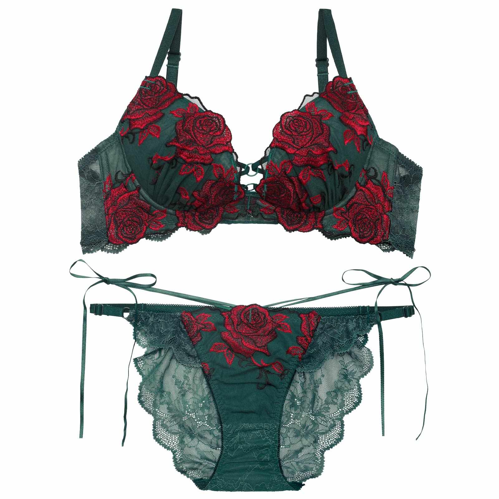 3/27新作!【Reinest】グラマラスビターローズブラジャー&バック透けフルバックショーツ