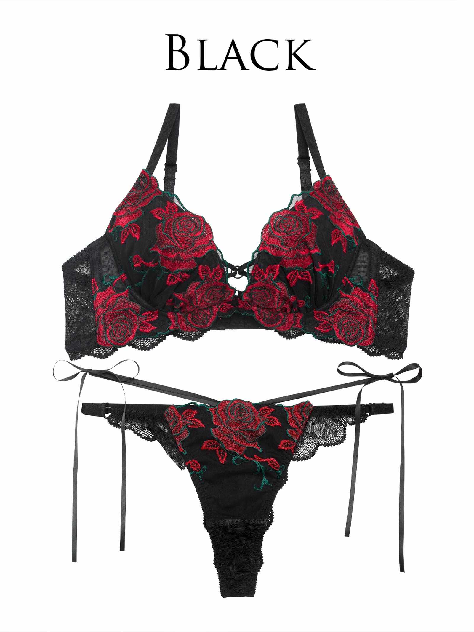 3/27新作!【Reinest】グラマラスビターローズブラジャー&バック透けTバックショーツ