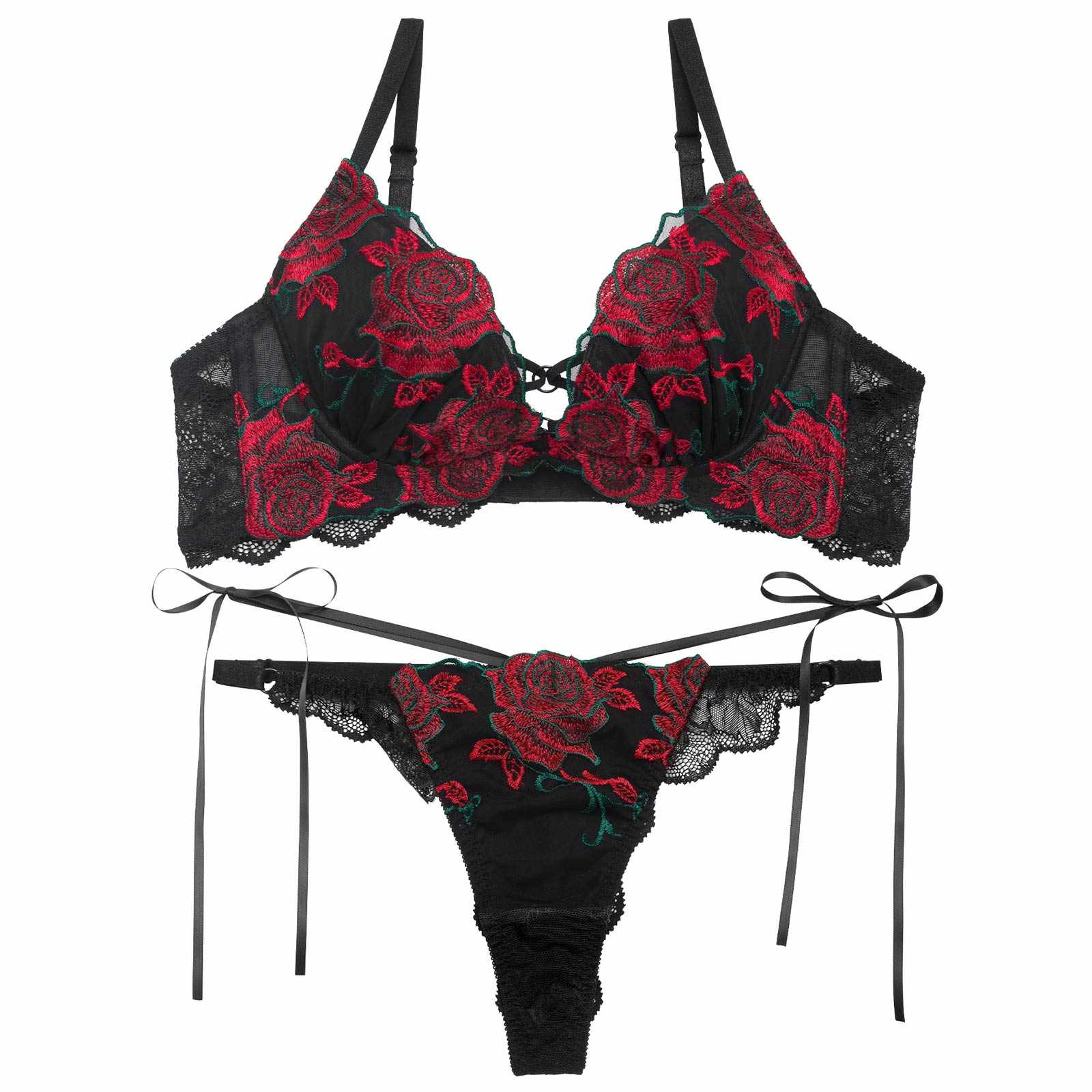 3/27新作!【Reinest】グラマラスビターローズブラジャー&バック透けTバックショーツ