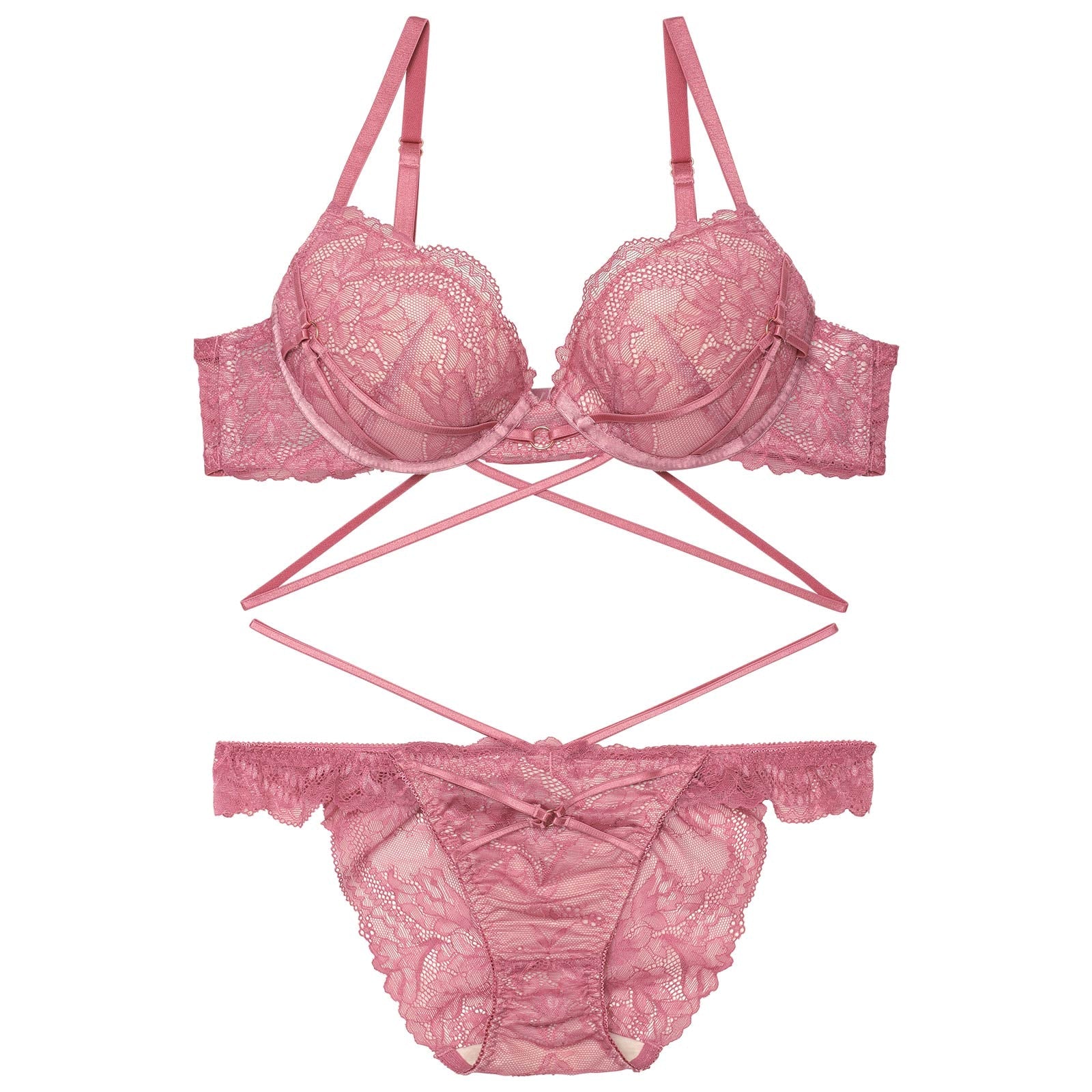 【永尾まりや着用】【Reinest】マスカレードストリングブラジャー&バック透けフルバックショーツ