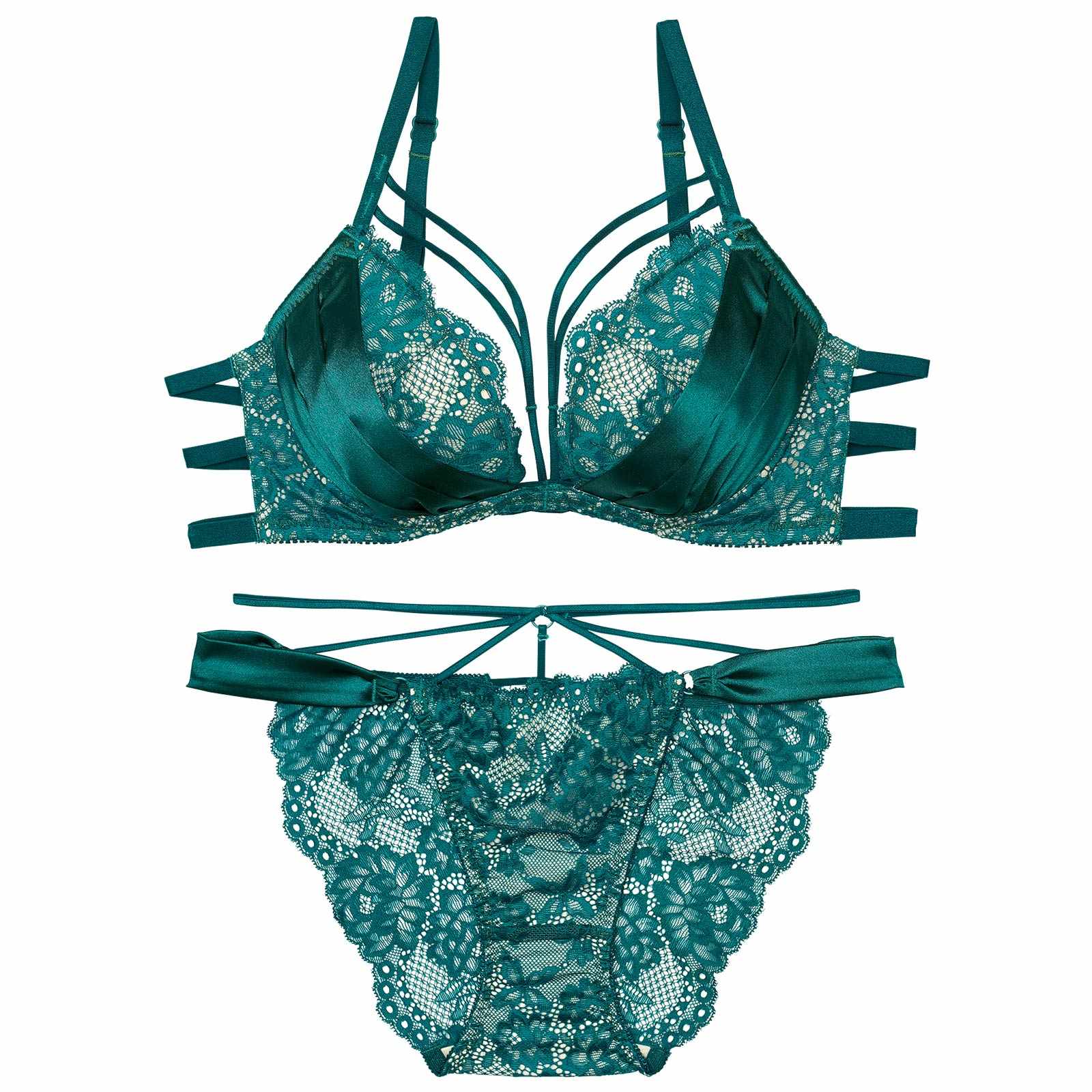 12/2再販!【Reinest】グラマラスサテンコードブラジャー&バック透けフルバックショーツ