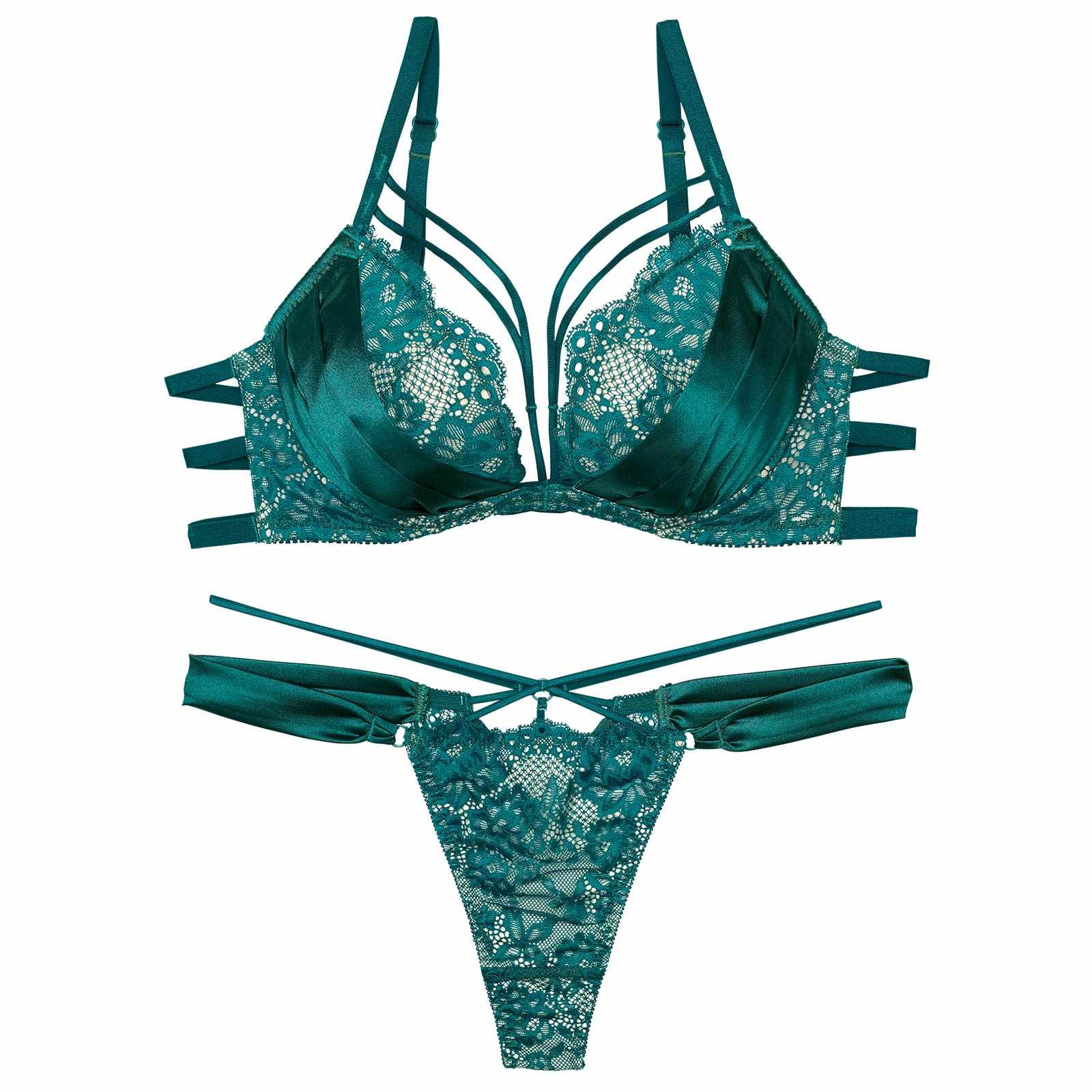 12/2再販!【Reinest】グラマラスサテンコードブラジャー&バック透けTバックショーツ