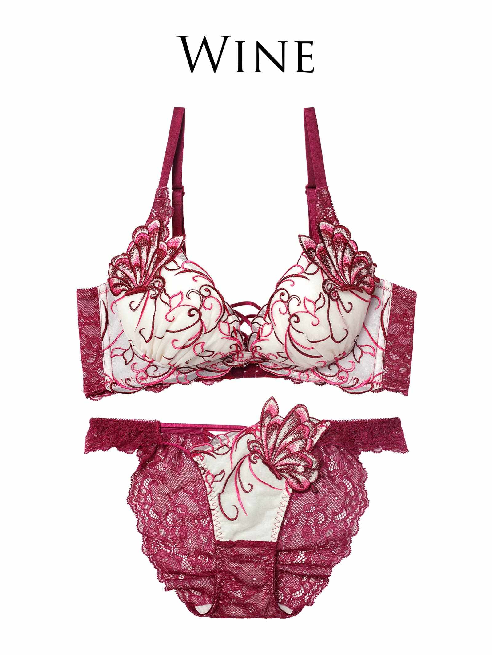 11/26新作!【永尾まりや着用】【Reinest】アラベスクパピヨンレース育乳脇高★魔法のブラジャー&バック透けフルバックショーツ