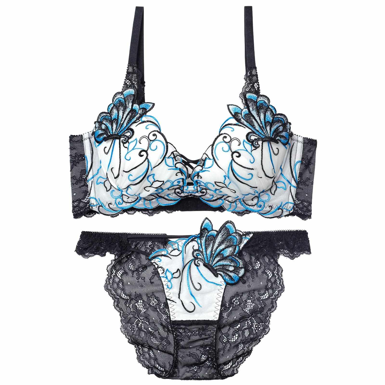 11/26新作!【永尾まりや着用】【Reinest】アラベスクパピヨンレース育乳脇高★魔法のブラジャー&バック透けフルバックショーツ