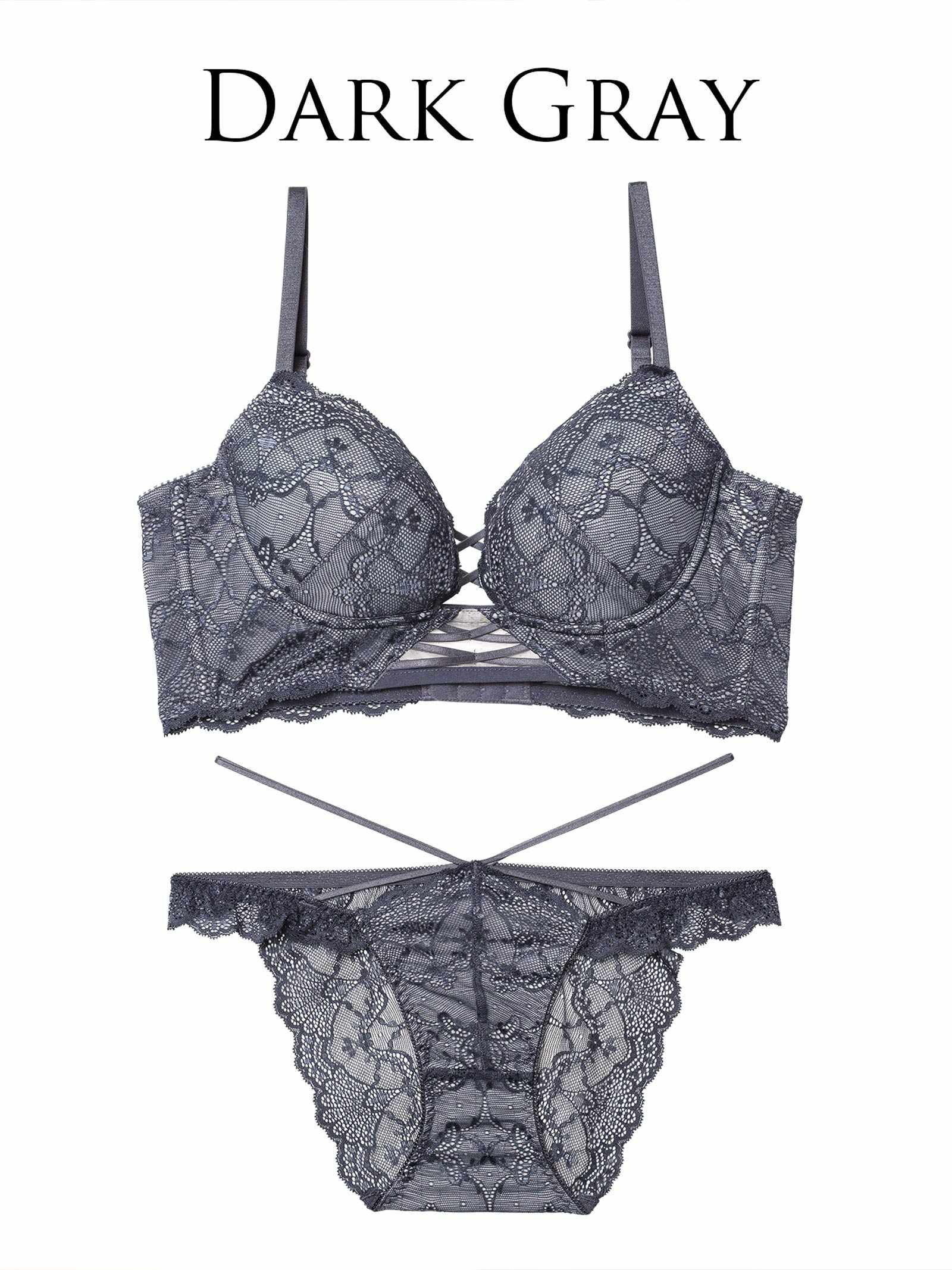 12/17新作!【Reinest】ラグジュアリーレースアップ背中魅せブラジャー＆バック透けフルバックショーツ